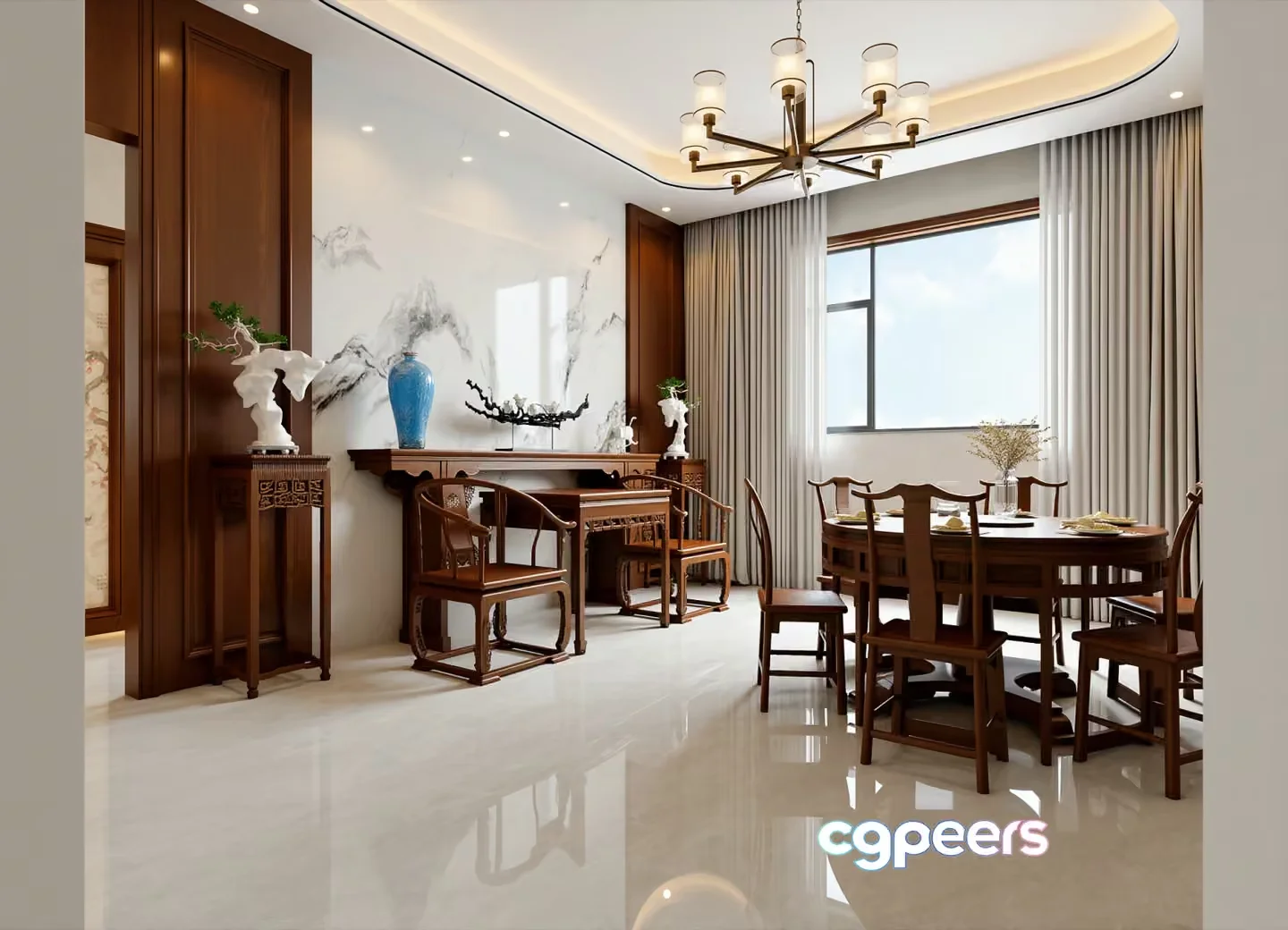 Modern Dining Room 3D Model – 23165 – VRAY Render