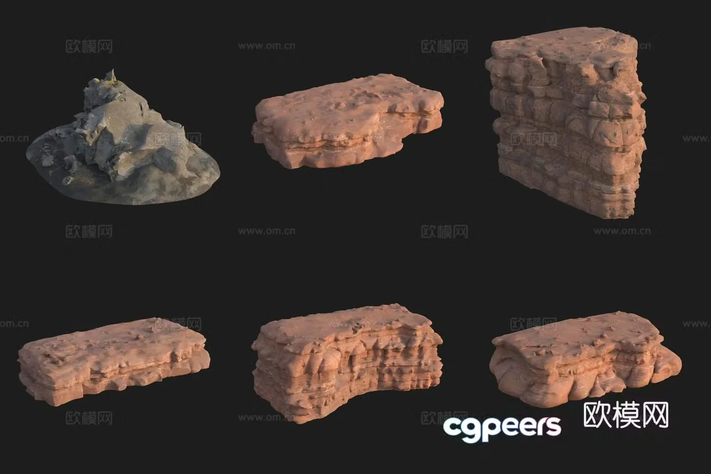 Cliff stone rock boulder 3d model