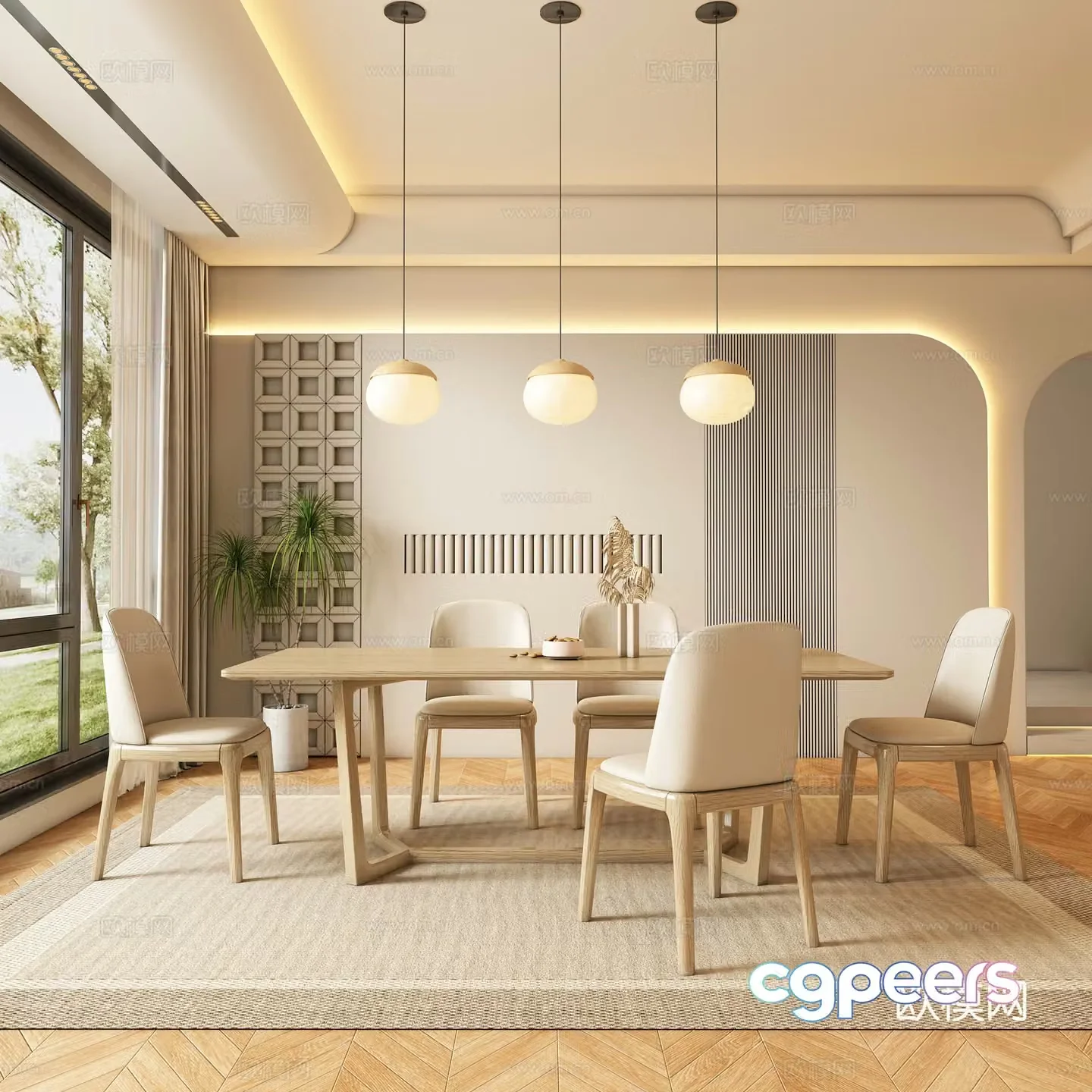 Cream style restaurant 3d model