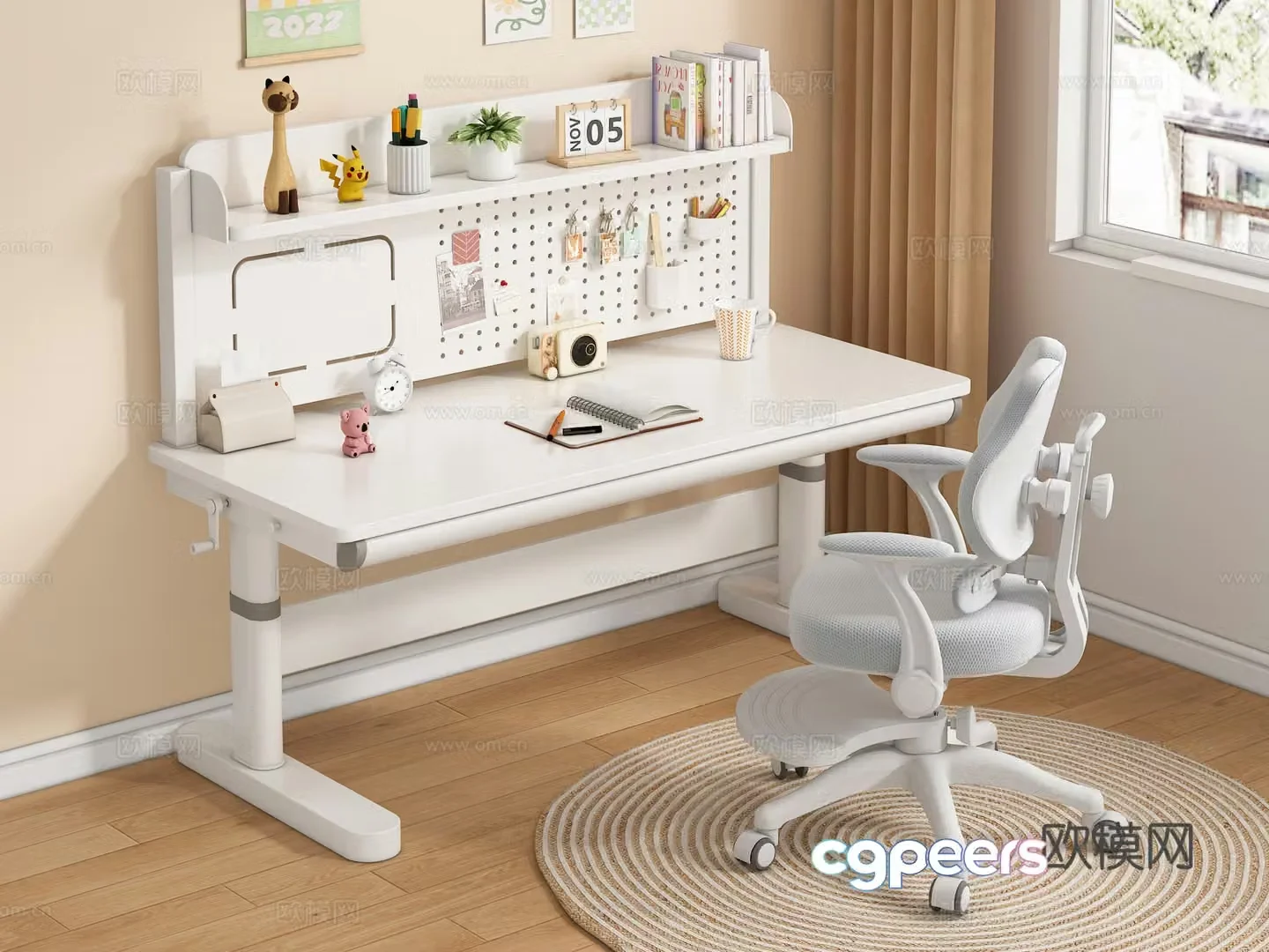 Modern children’s learning tables and chairs lifting tables and chairs student desks desks and chairs learning stationery 3D model
