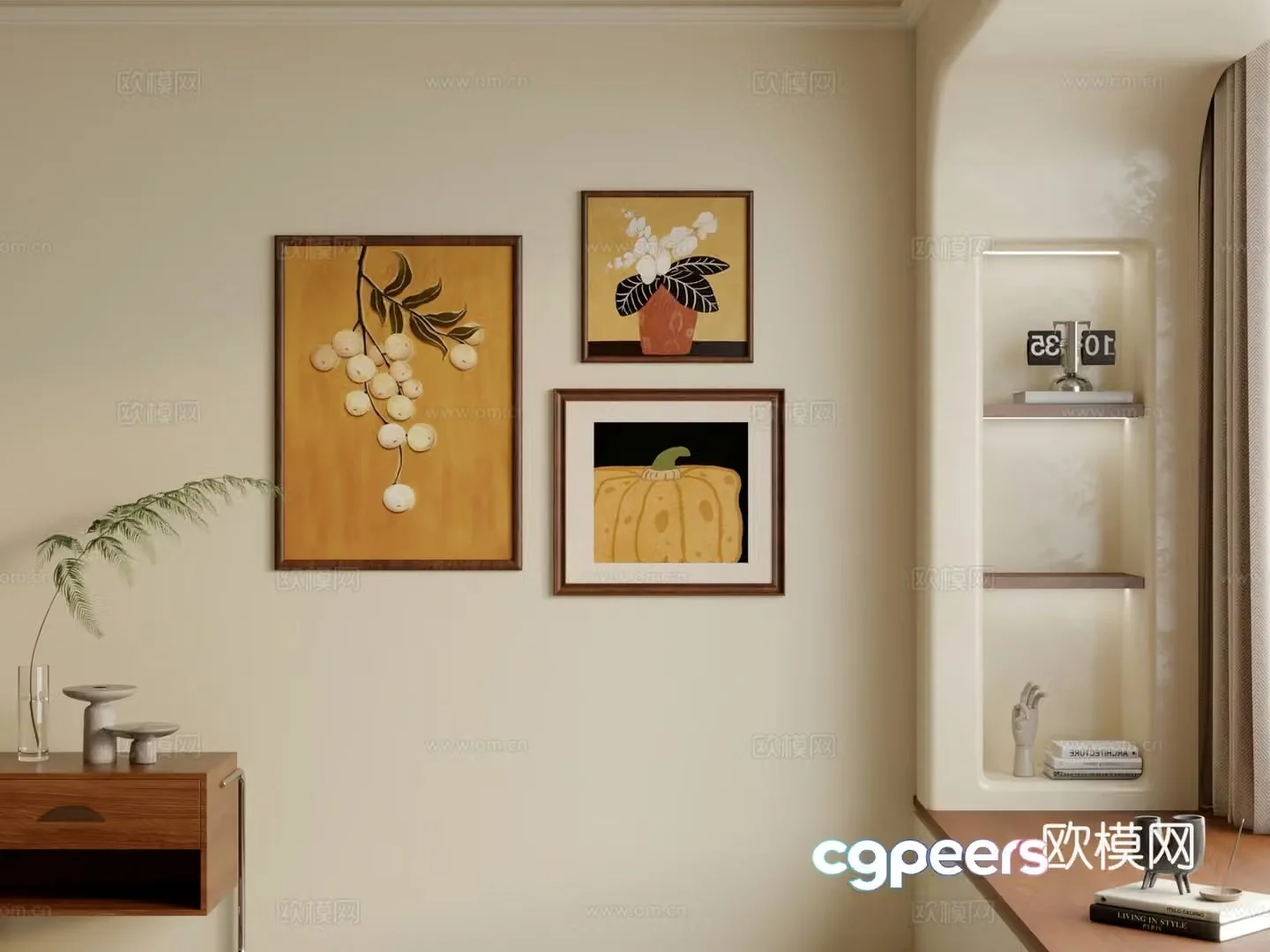 Medium style retro hanging painting 3d model