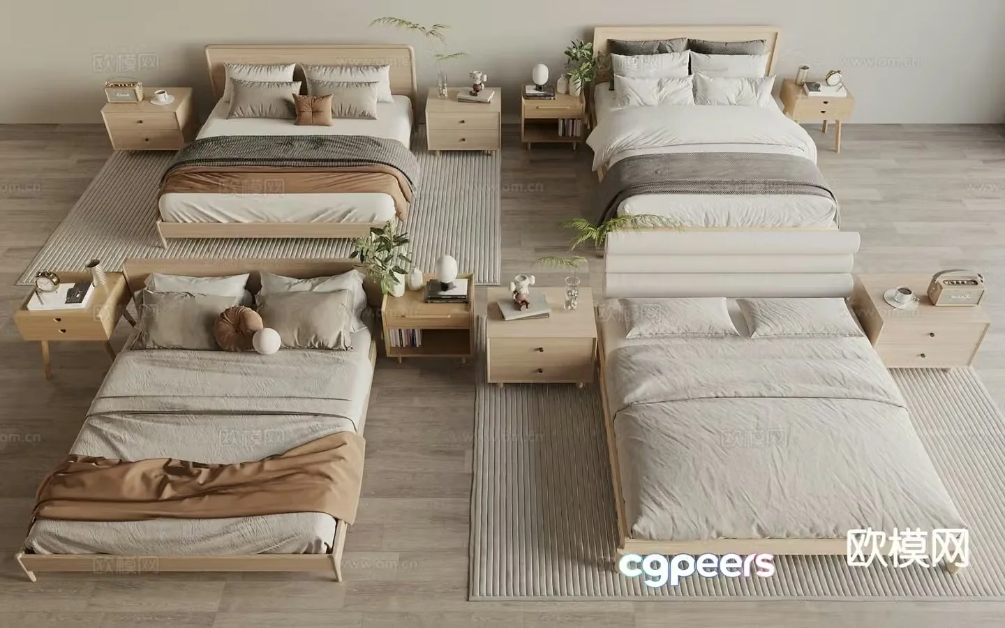 Modern double bed 3d model