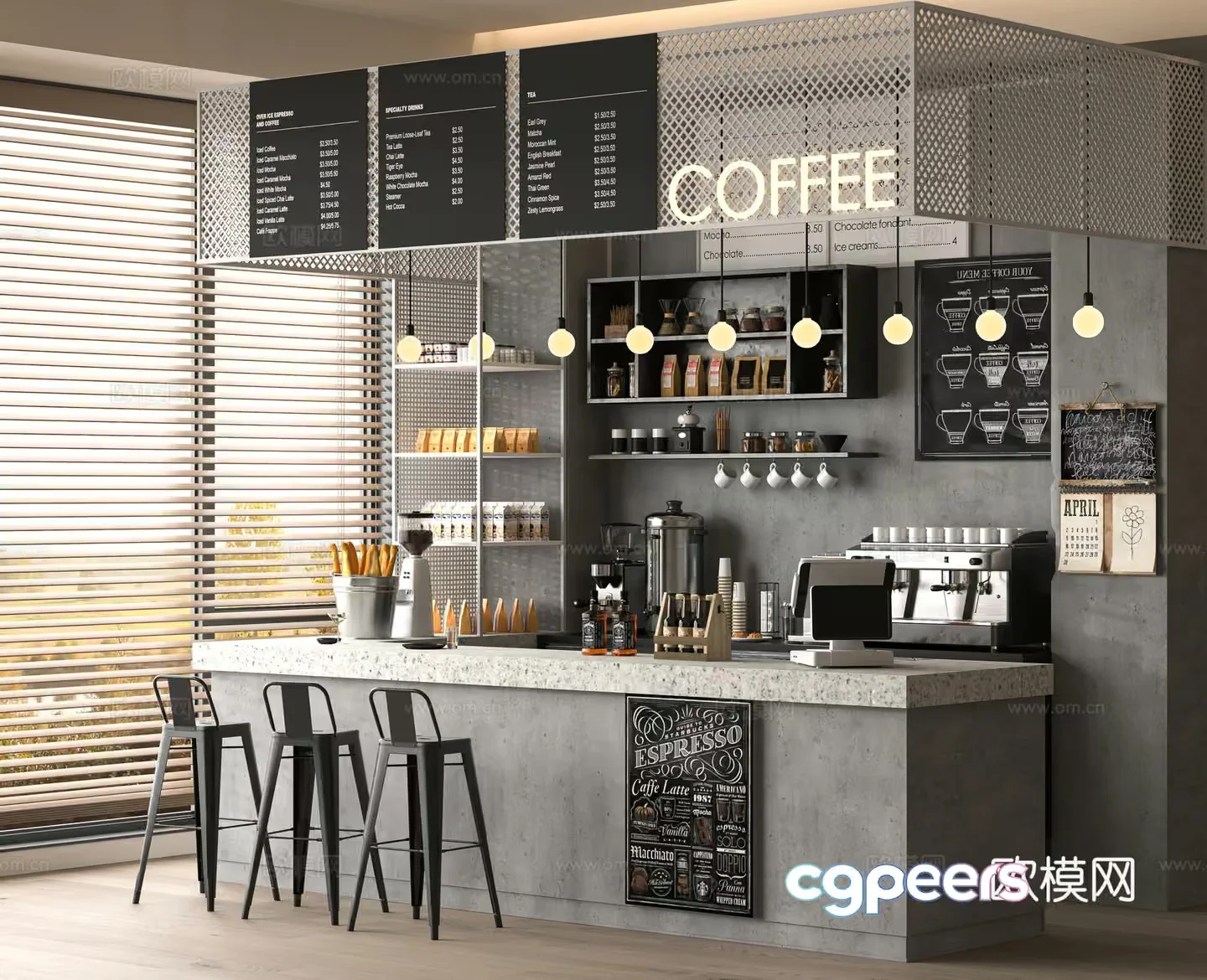 A Coffee Bar 3D Model – 14032 – VRAY Render