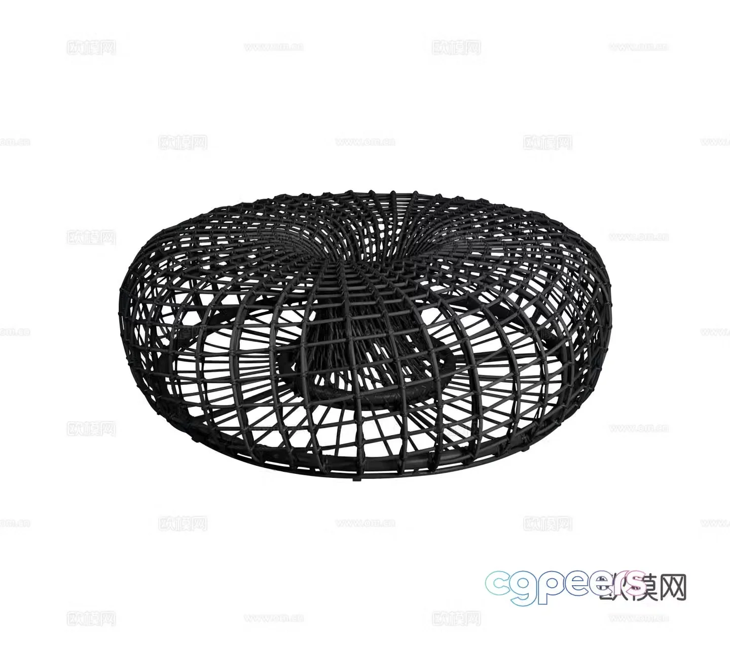 Modern outdoor courtyard garden terrace furniture single chair rattan chair bamboo weaving chair combination 3D model