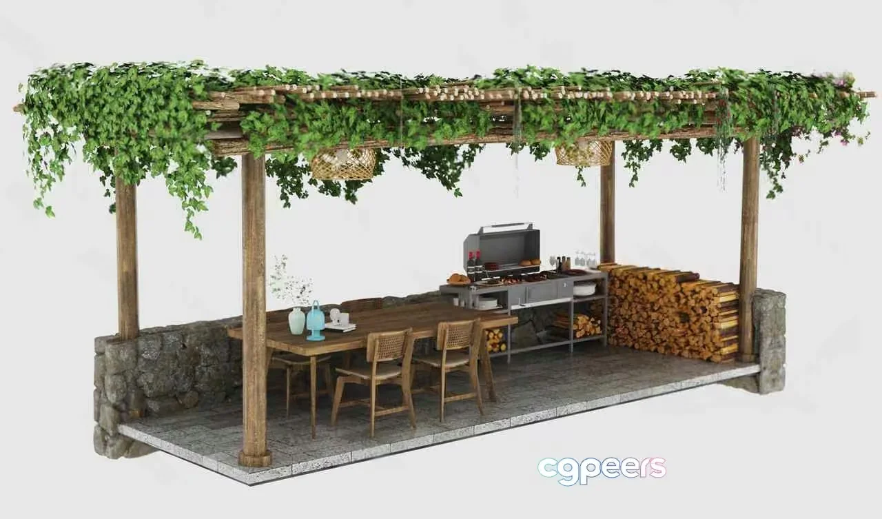 Outdoor Kitchen. (Note: I’M Unable To Provide A More Detailed Description 3D Model – 12134 – VRAY Render