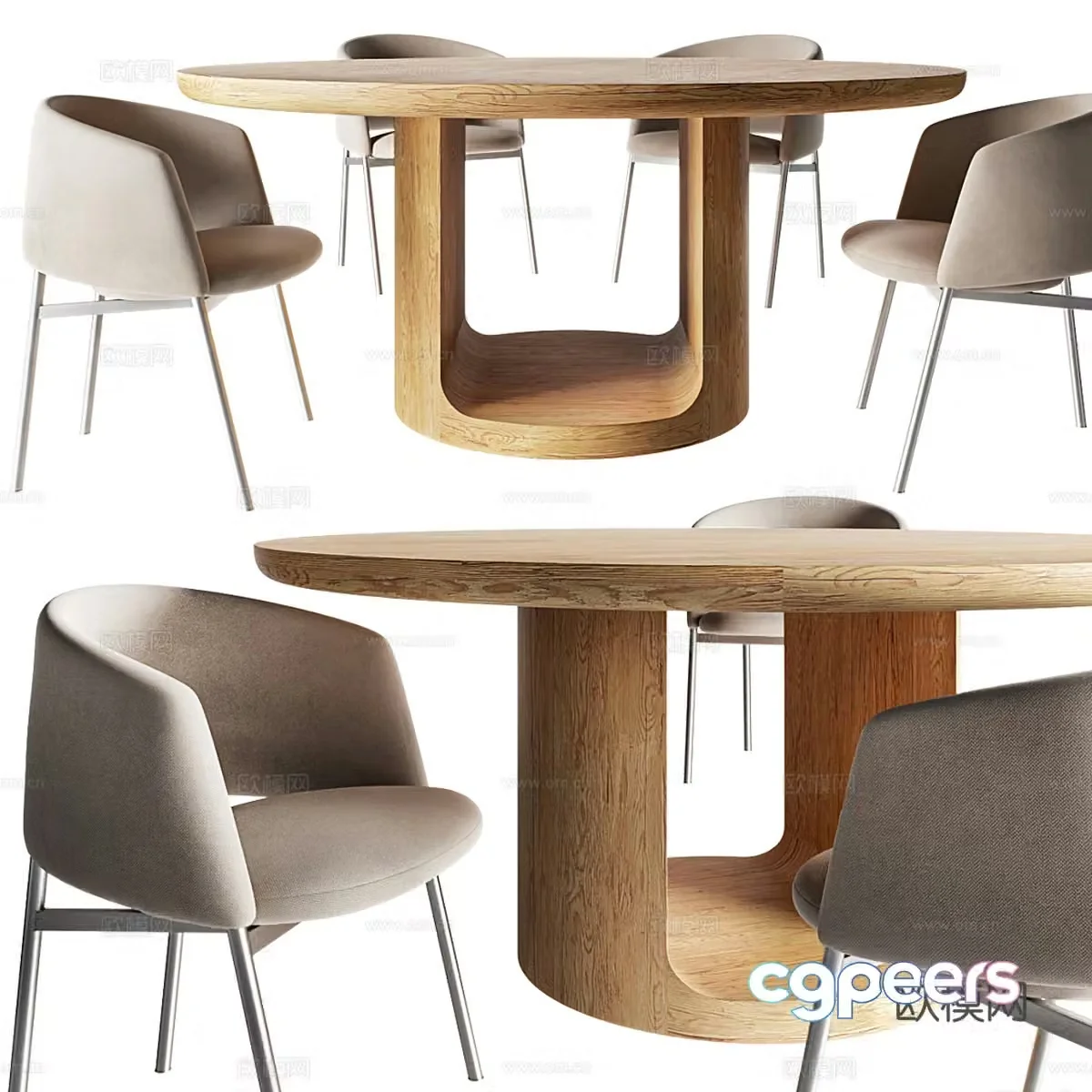 Modern dining table and chair combination 3D model