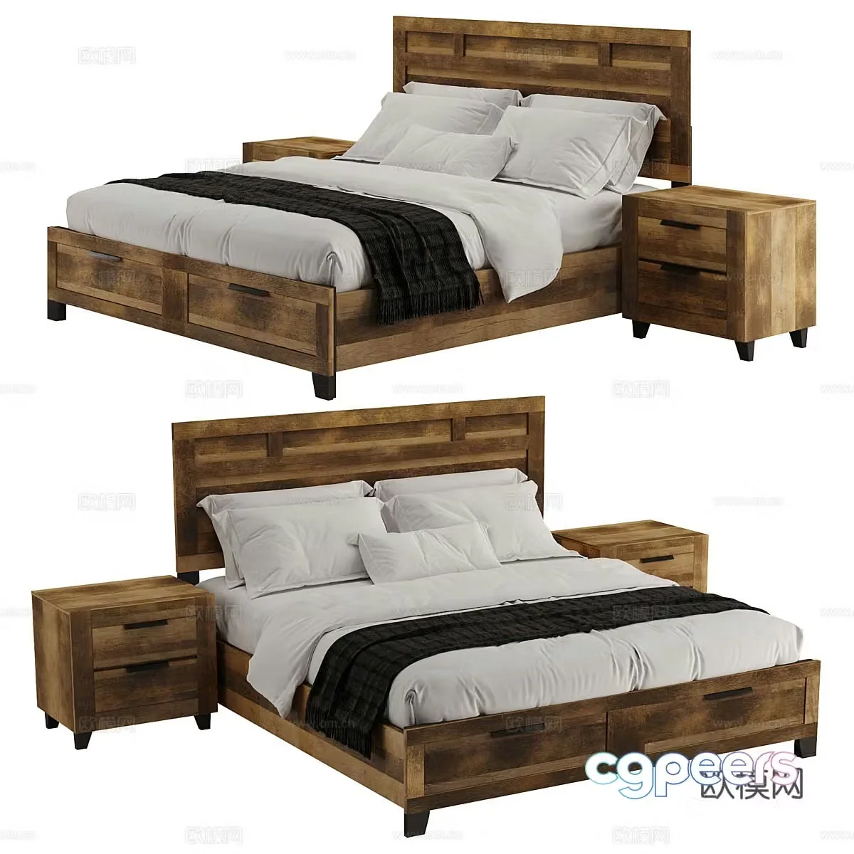 Double bed 3d model