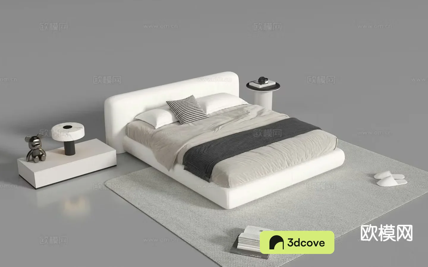 Modern double bed fabric bed
