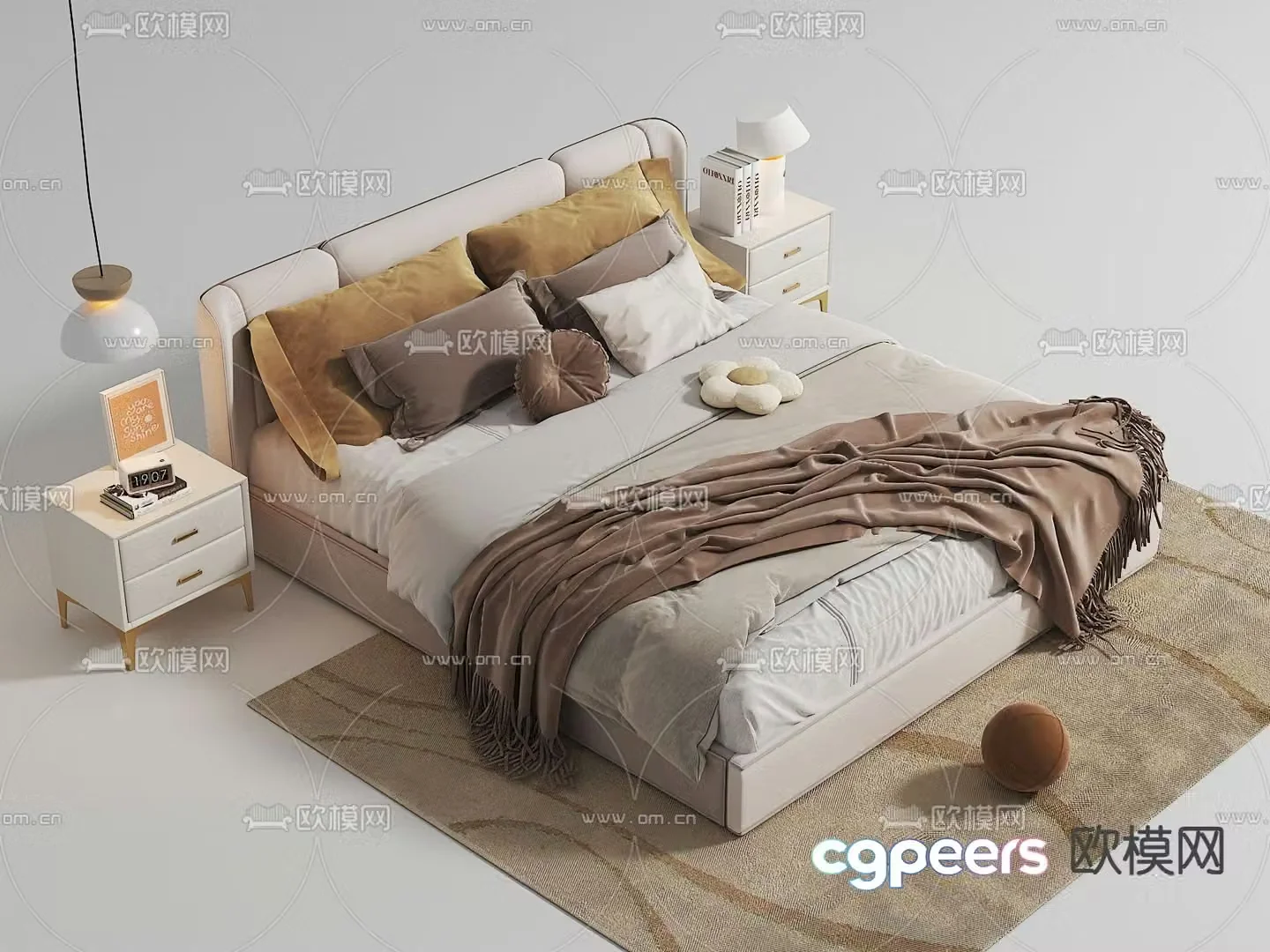Modern double bed 3d model