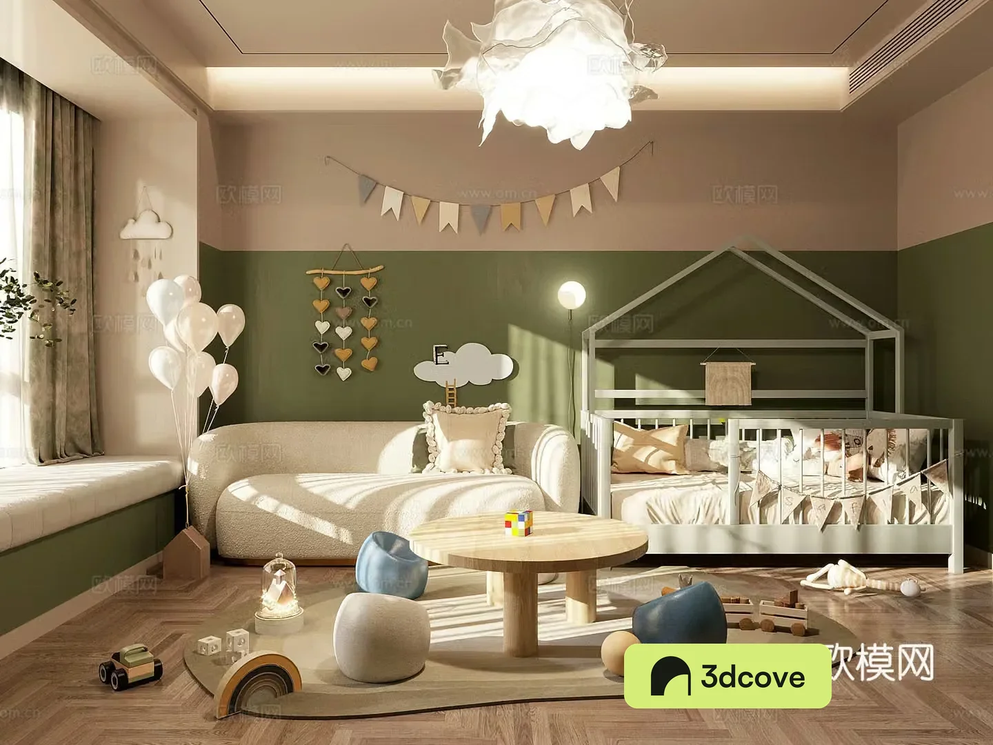 Modern children’s entertainment room Children’s entertainment room Children’s room Toy combination Children’s bed