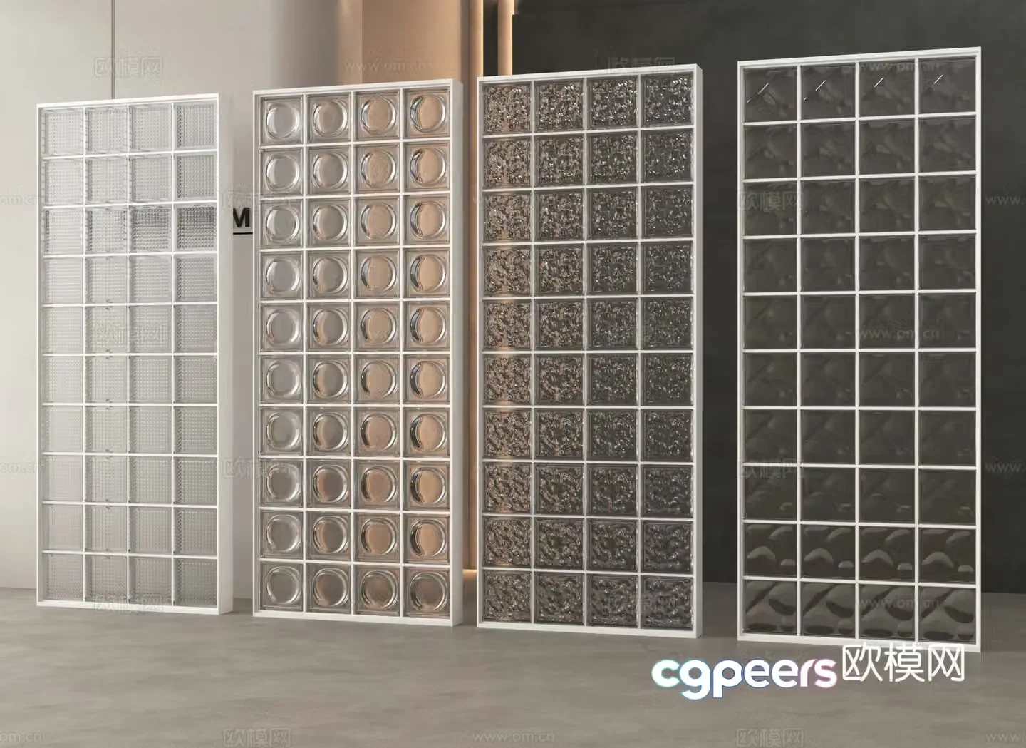 Glass brick partition glass brick glass screen entrance partition 3d model