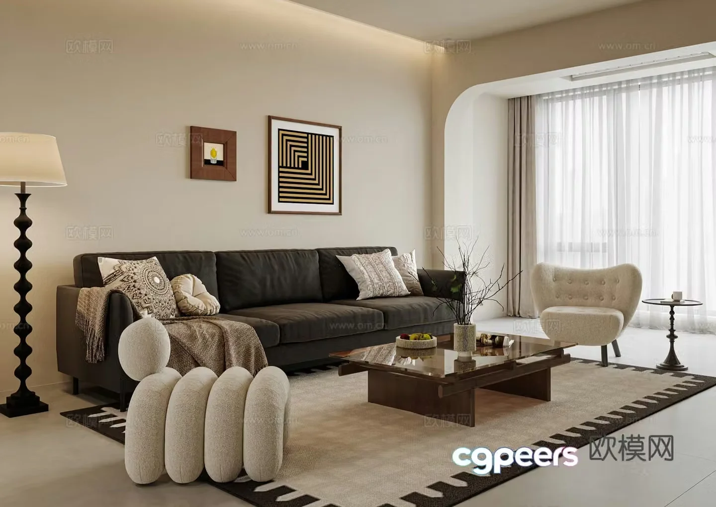 3D model of medieval style living room restaurant