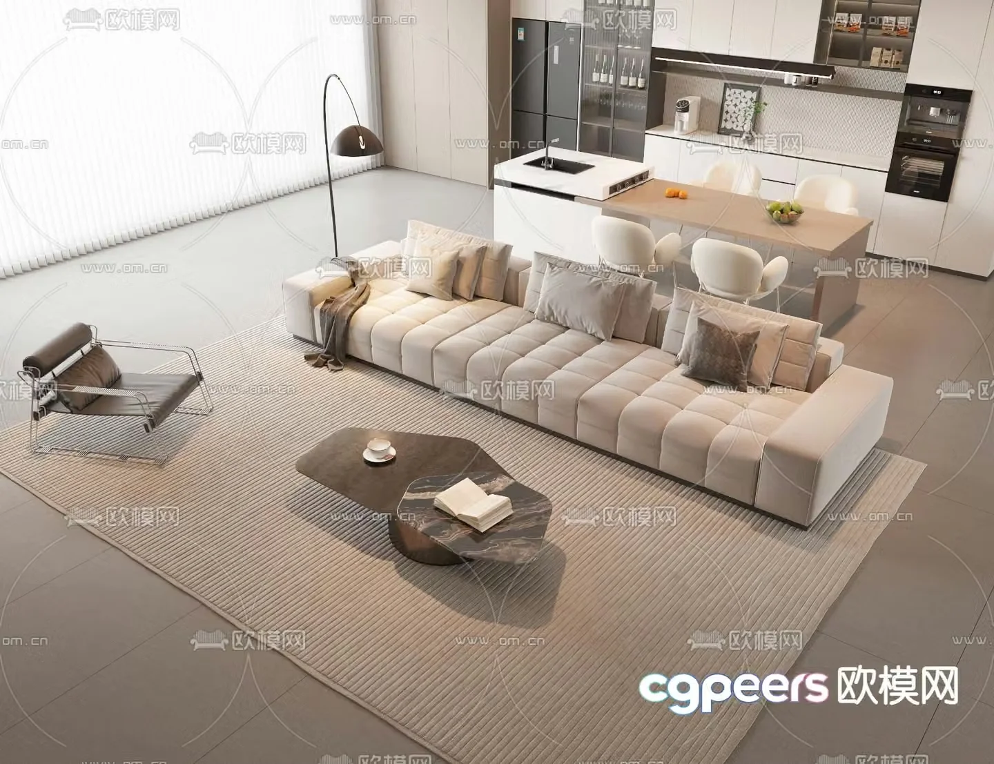 Upholstered sofa modular sofa 3d model