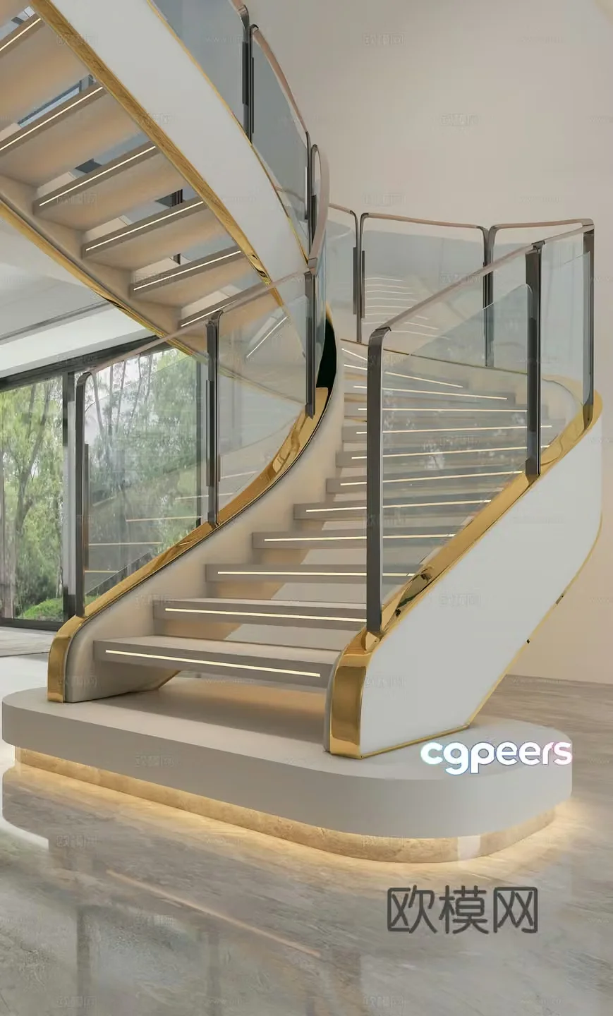 Modern spiral staircase 3d model