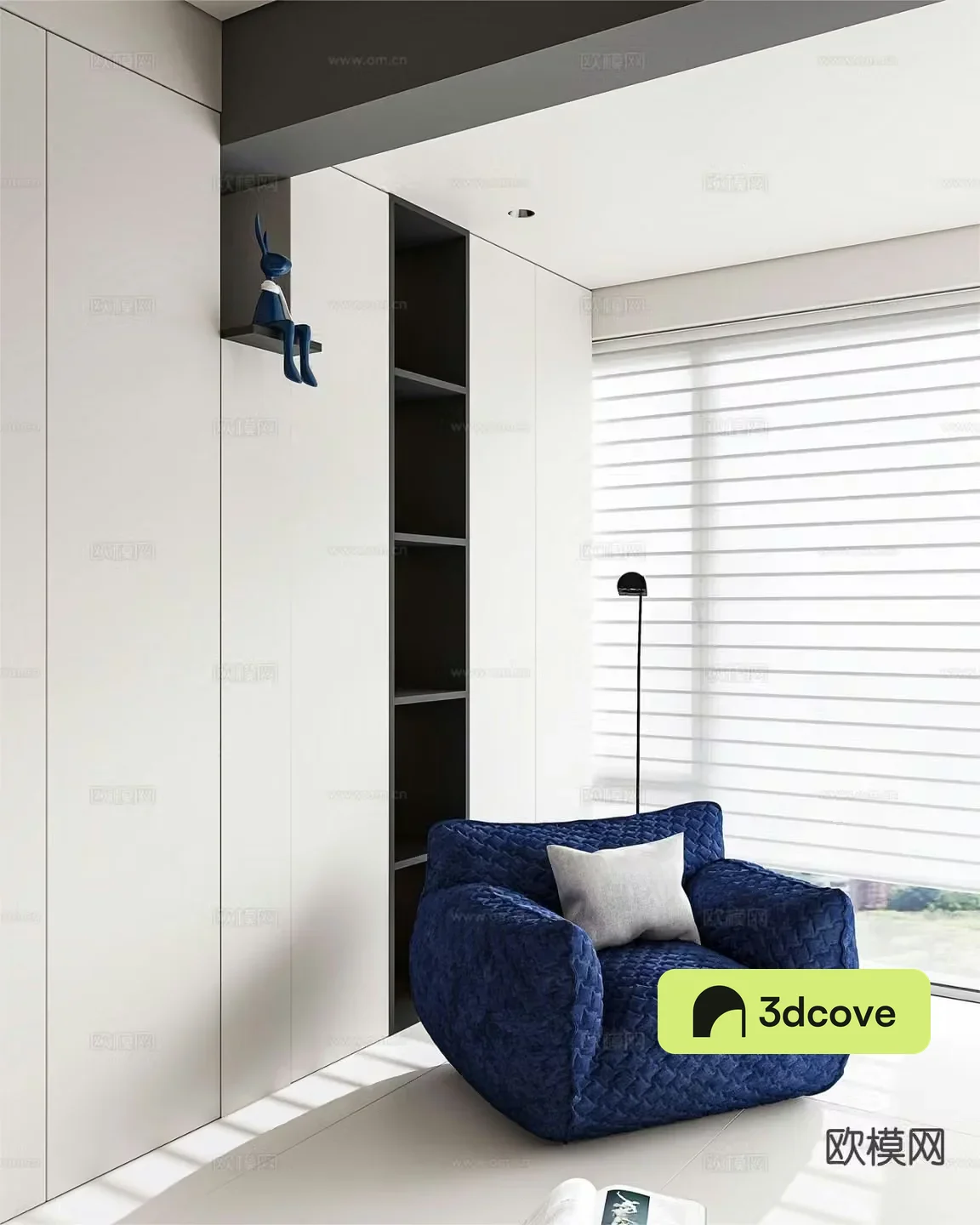 Modern single sofa blue fat sofa living room sofa