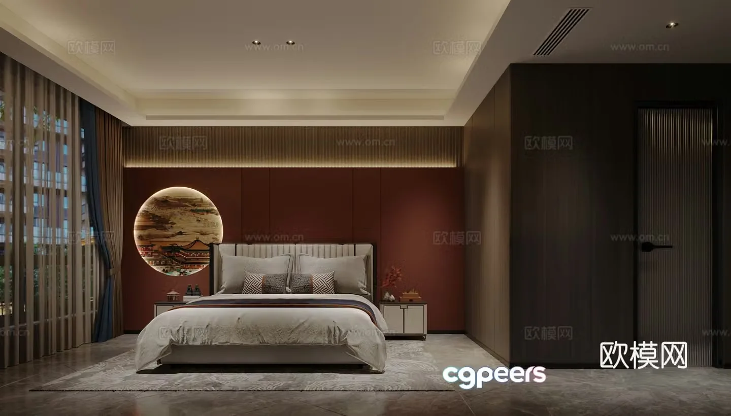 New Chinese bedroom 3D model