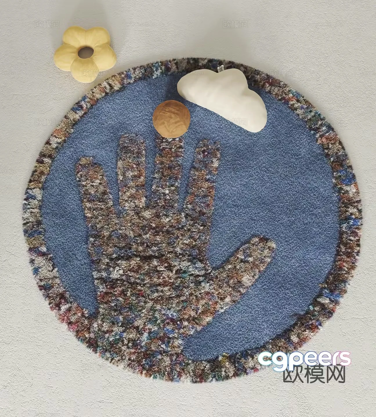 Modern carpet Round carpet Plush carpet 3d model