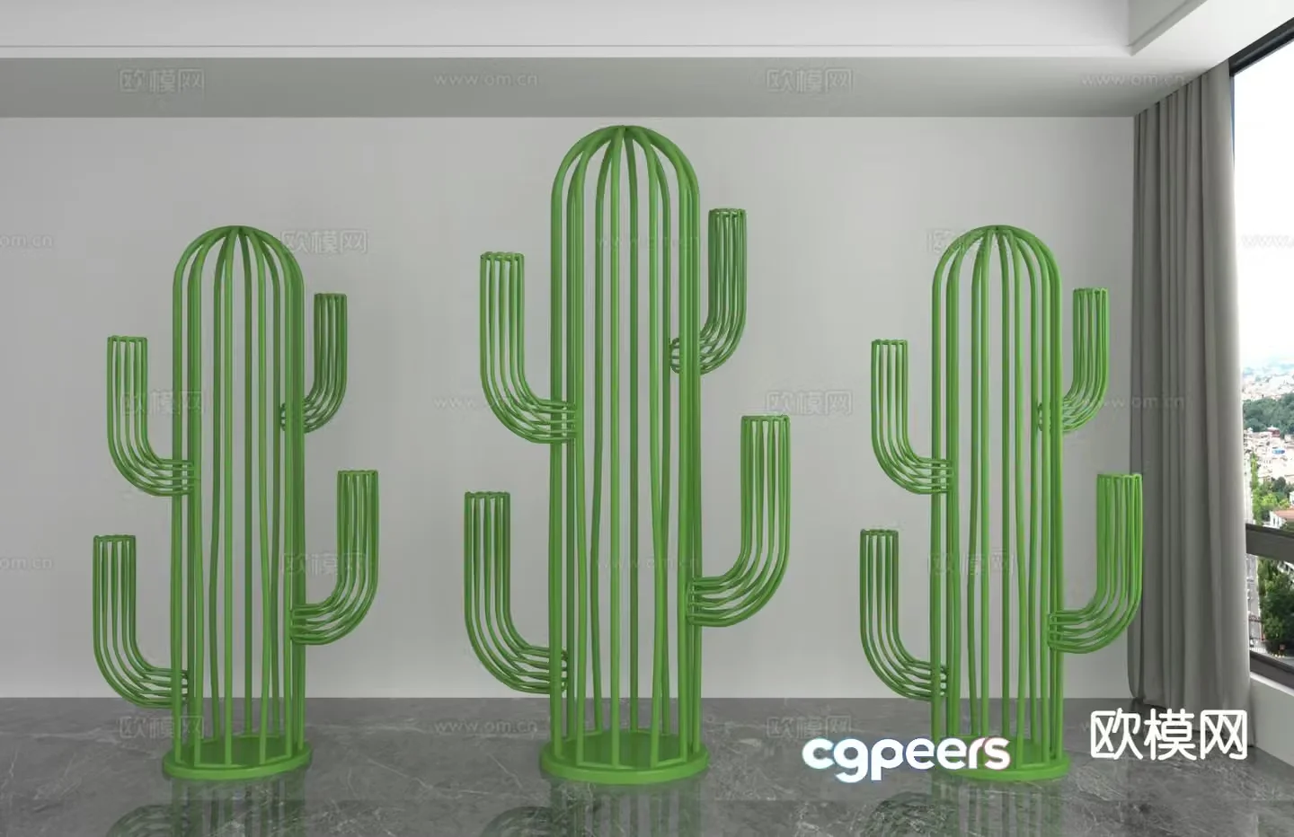 Modern cactus trendy ornament 3d model