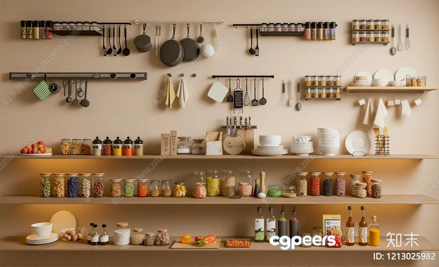A Well-Organized Kitchen 3D Model – 3294 – VRAY Render