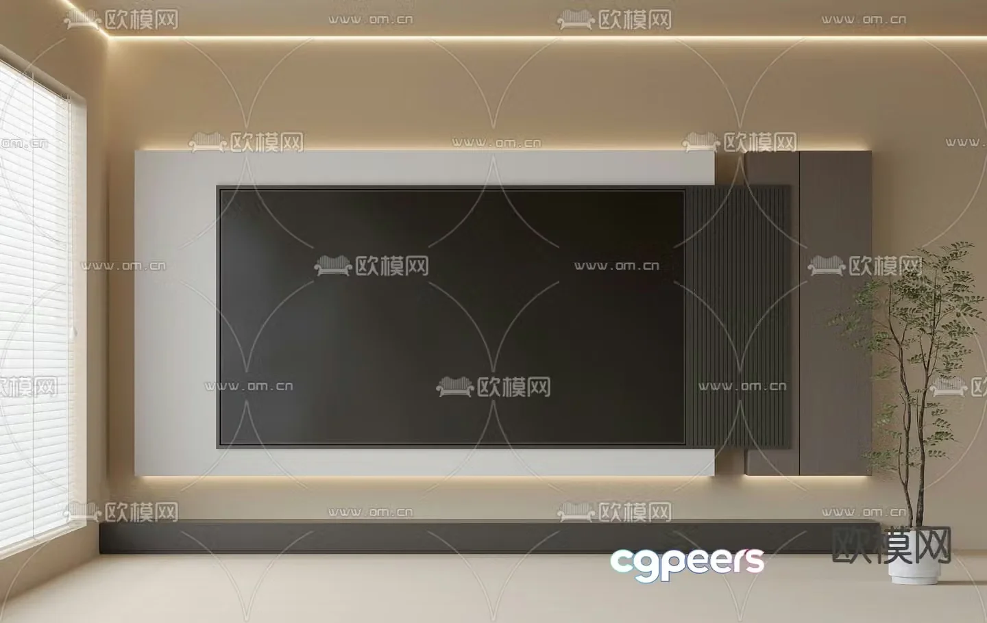 3d model of TV background wall