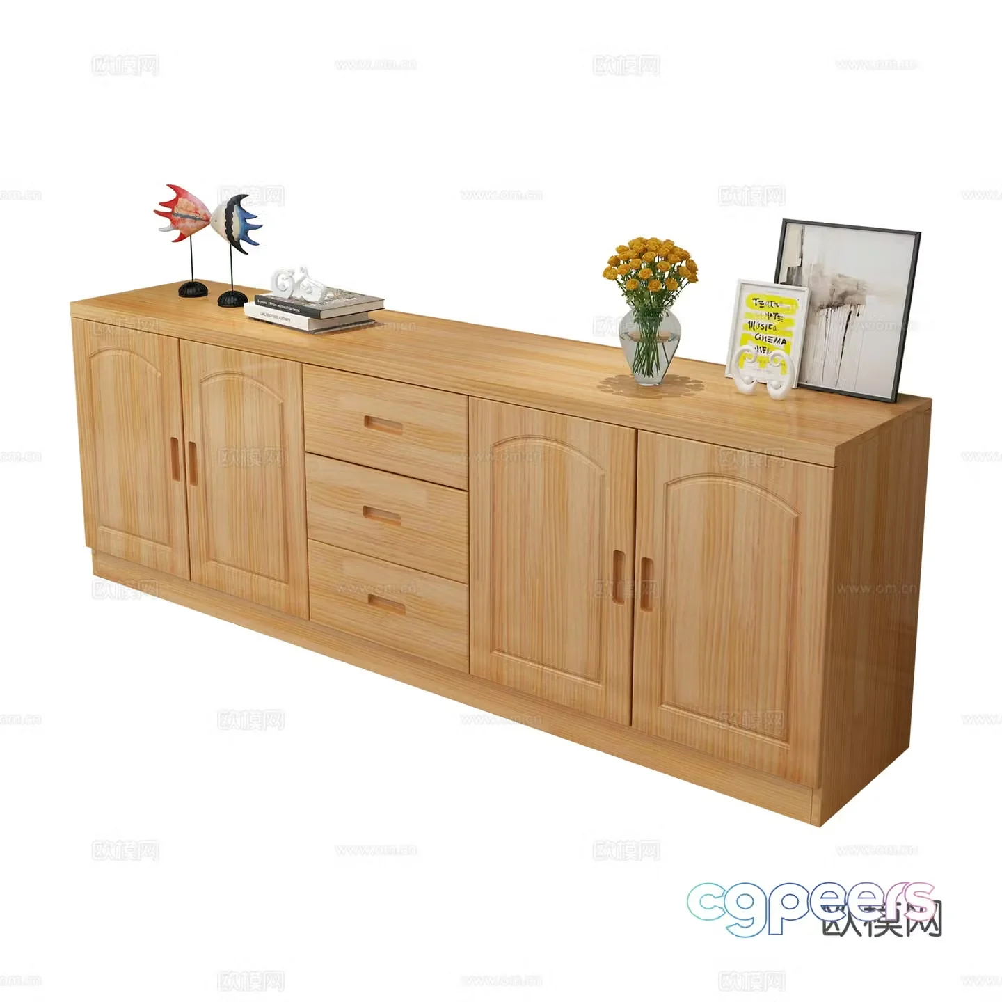 Modern solid wood TV cabinet 3d model