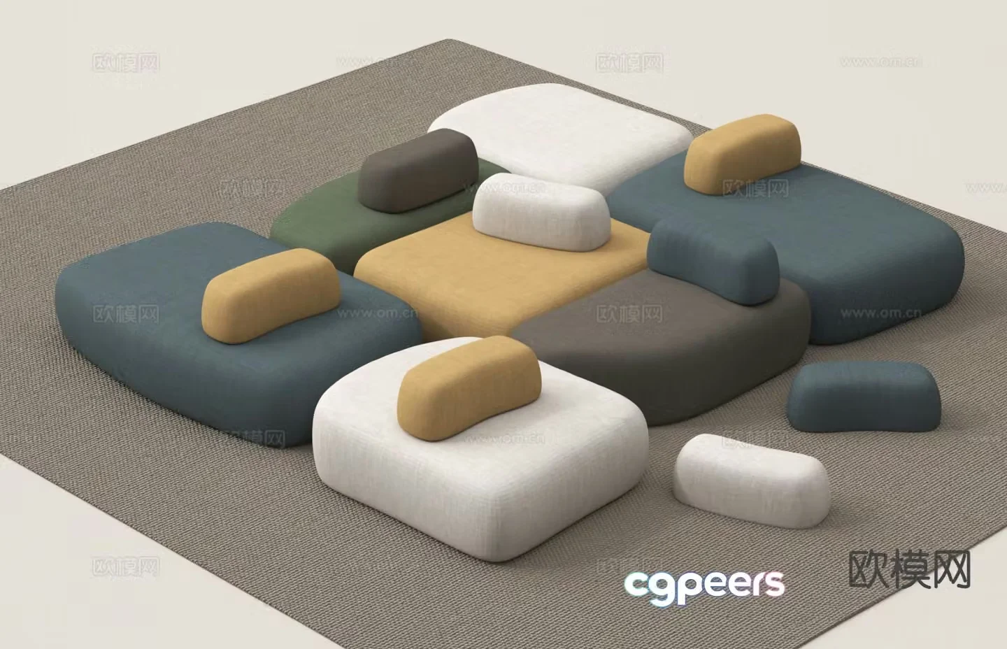 Multi-person sofa module sofa 3d model