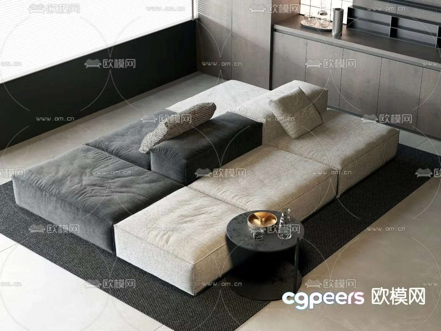 Modular sofa backrest sofa multi-person sofa 3d model