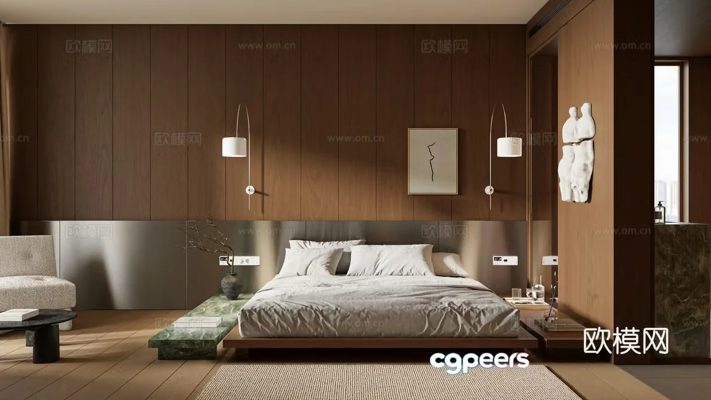 Medium-old bedroom bathroom 3d model