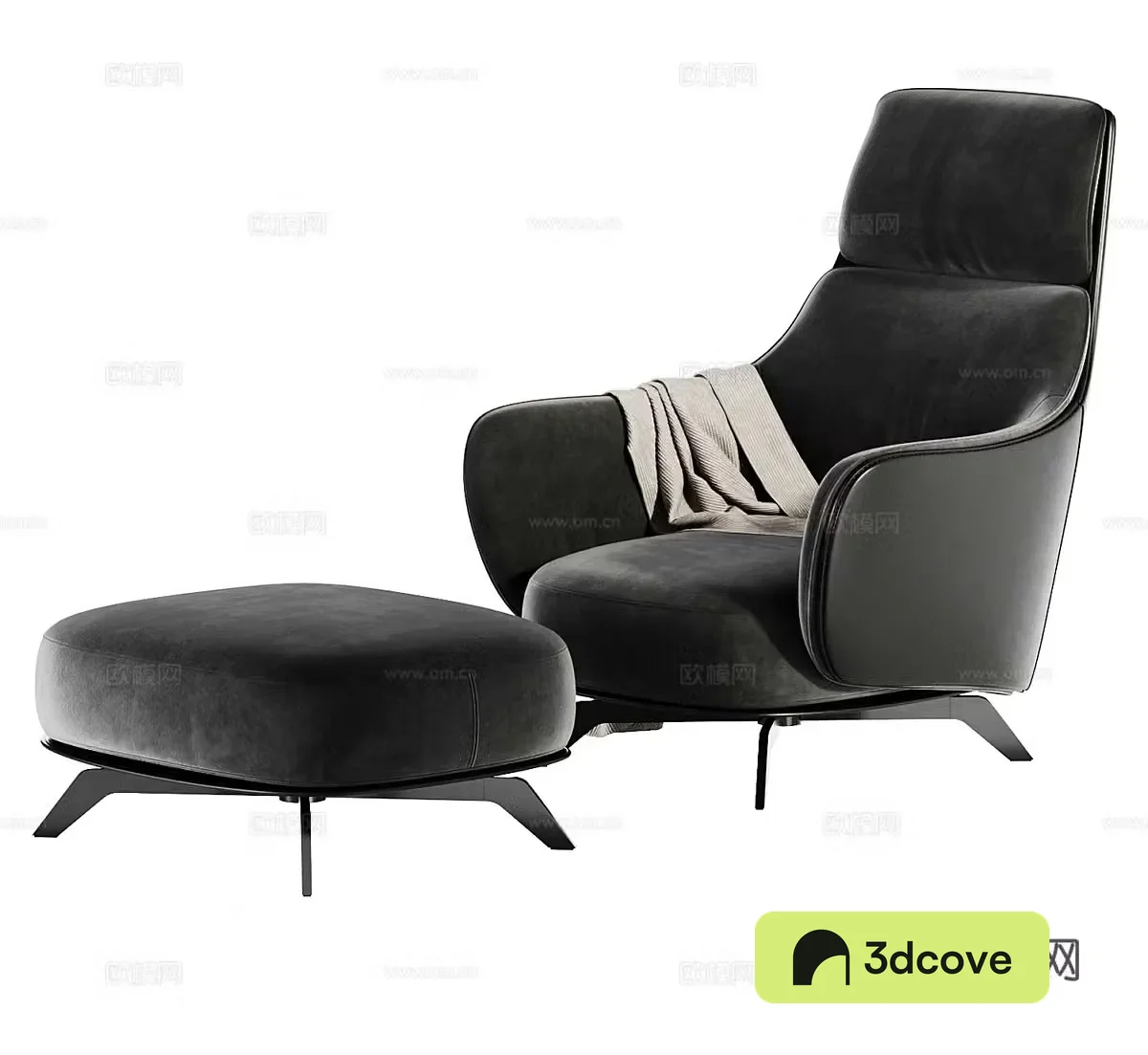 Outdoor leisure chair courtyard leisure chair fabric footrest leather leisure chair backrest chair recliner