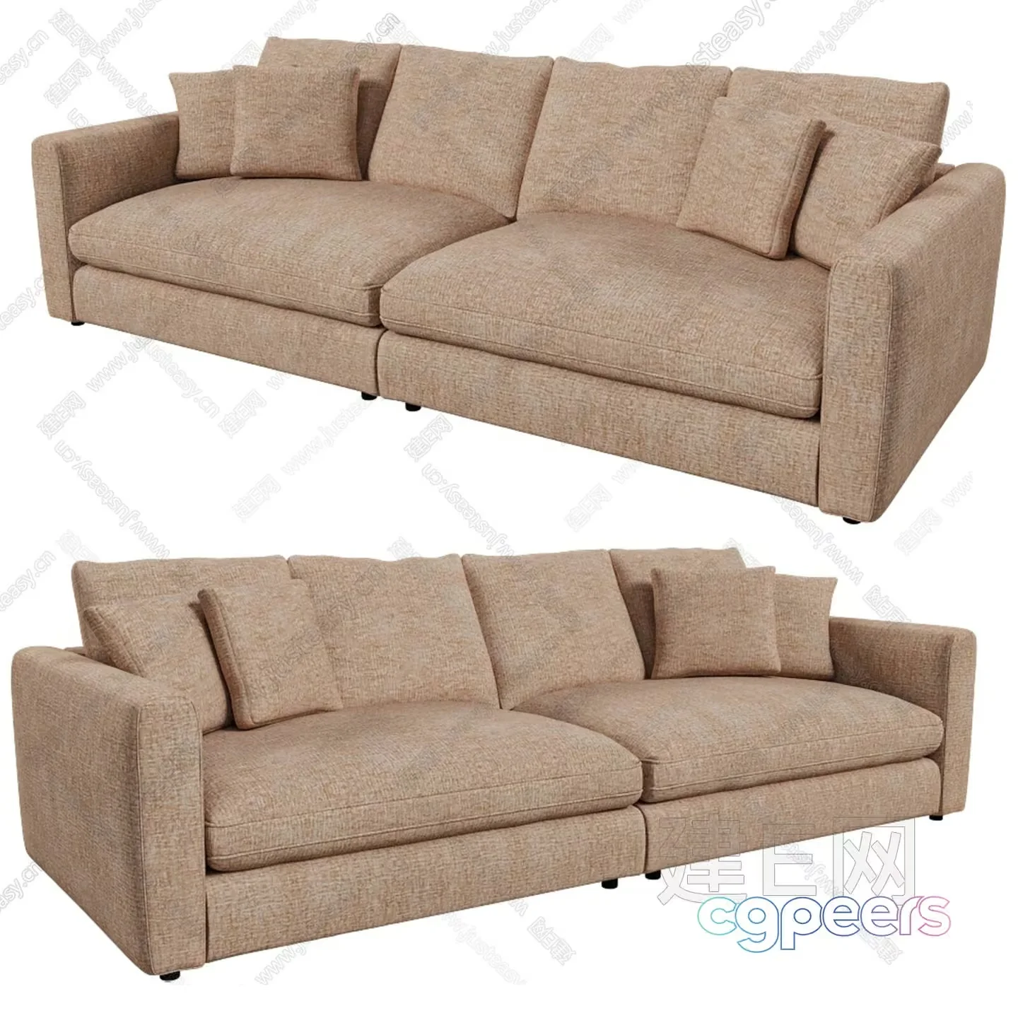Modern Beige Couch 3D Model – 19474 – VRAY Render