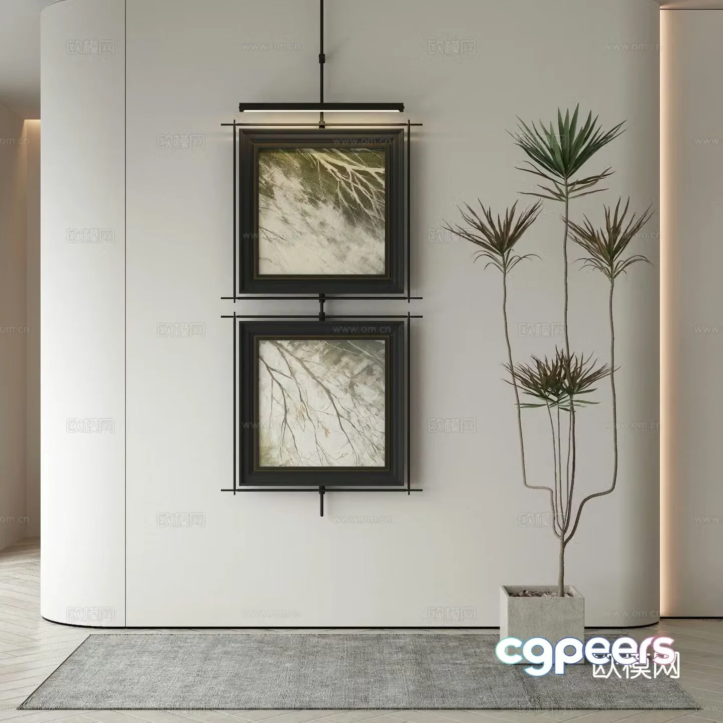Modern texture painting decorative painting 3d model