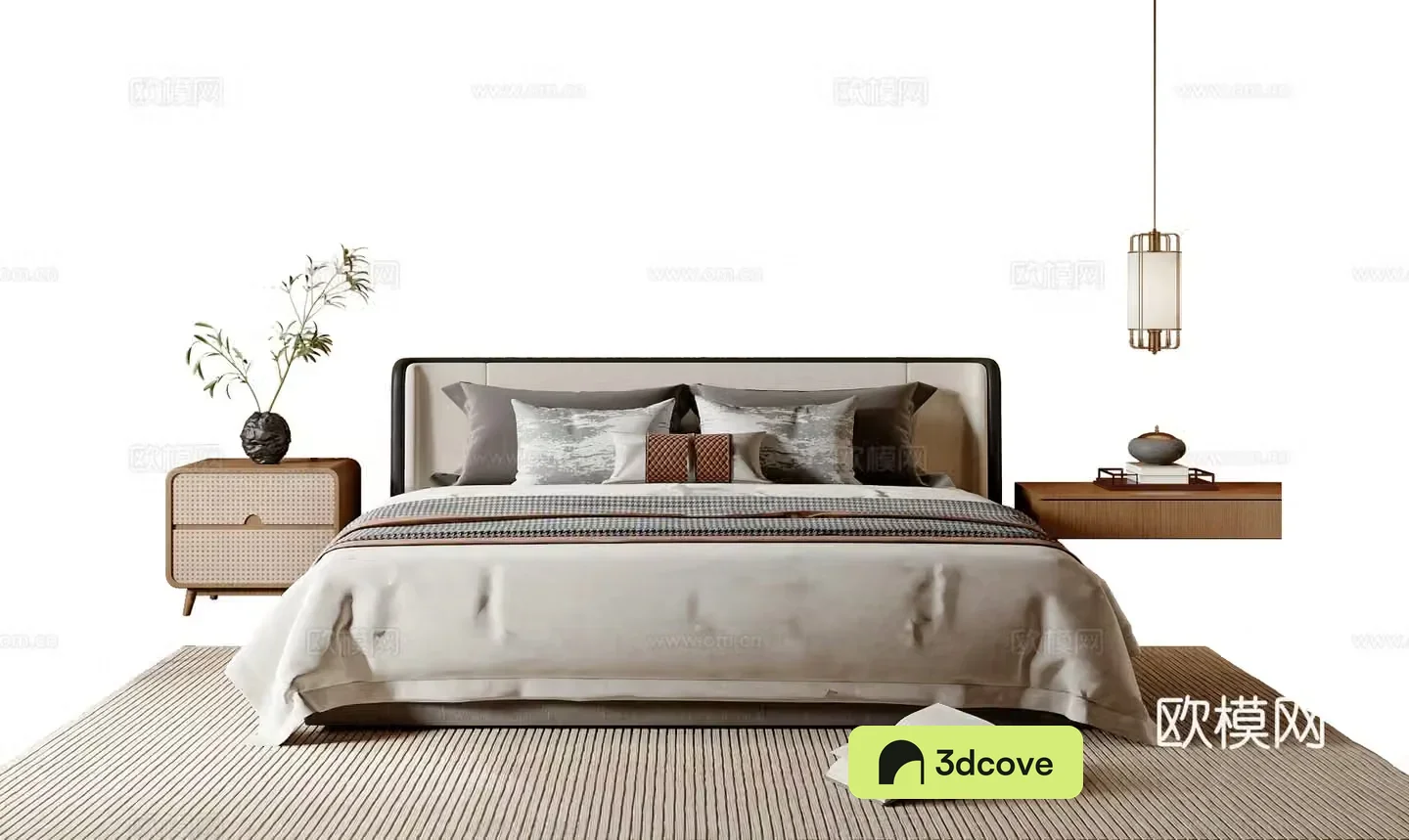 New Chinese style double bed leisure chair new Chinese style jewelry ornaments new Chinese style chandeliers bedside table