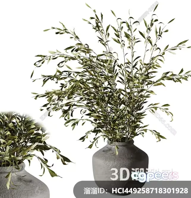 A 3D Rendering Of A Plant In A Vase 3D Model – 15467 – VRAY Render