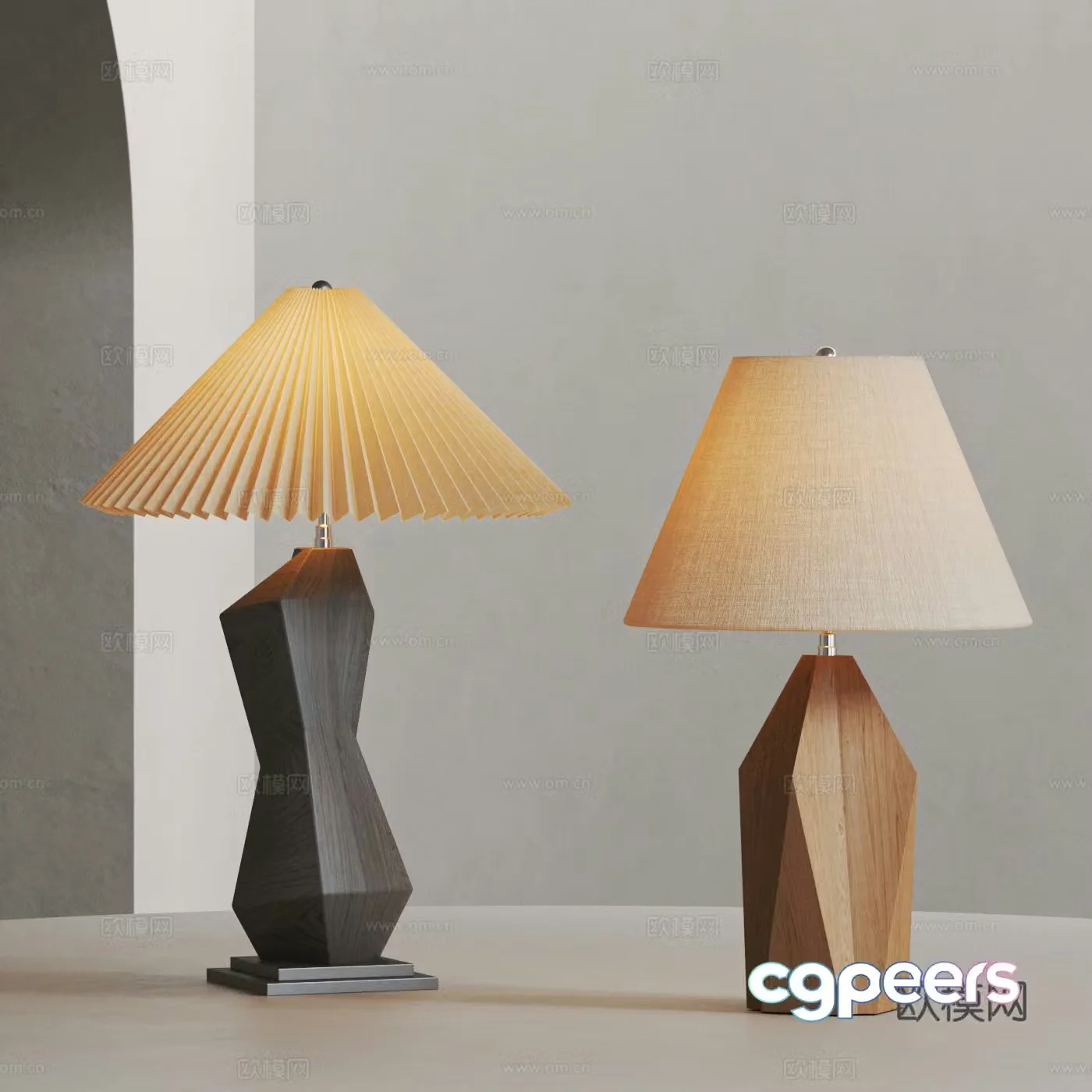 Medium style table lamp combination 3D model