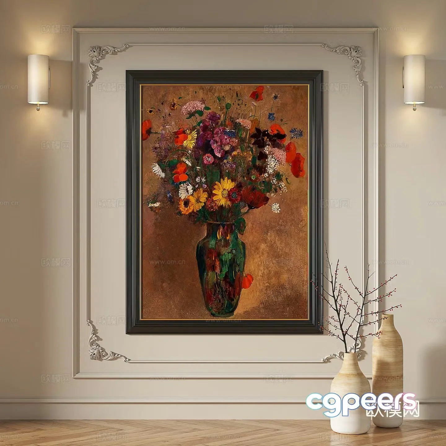 French retro medieval European classical abstract decorative painting 3d model