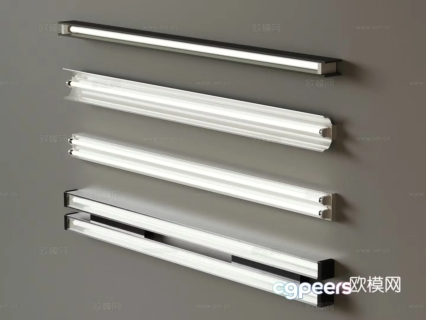 Industrial style LED fluorescent lamp long linear lamp 3d model