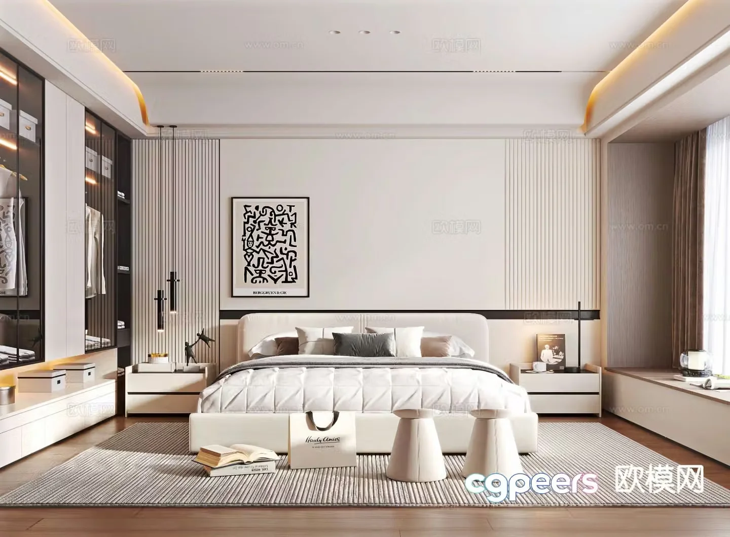 Modern bedroom master bedroom 3d model
