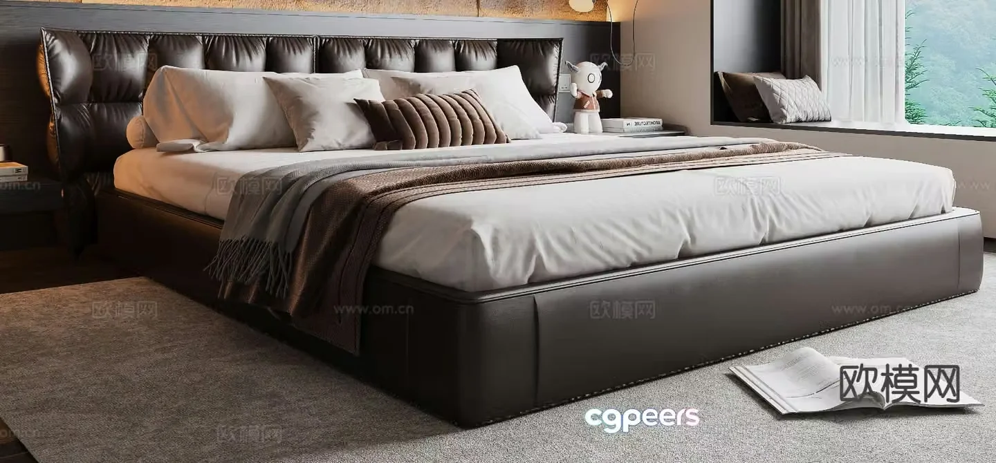 Italian double bed 3d model