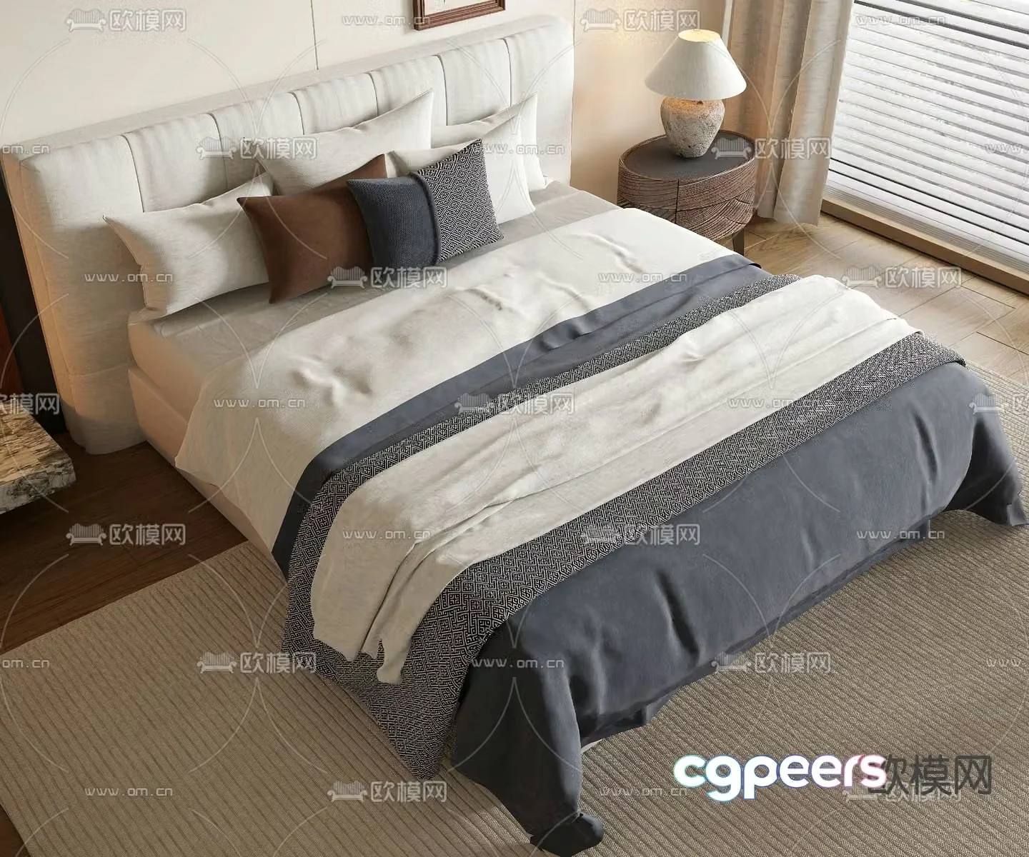 Medieval style double bed 3d model