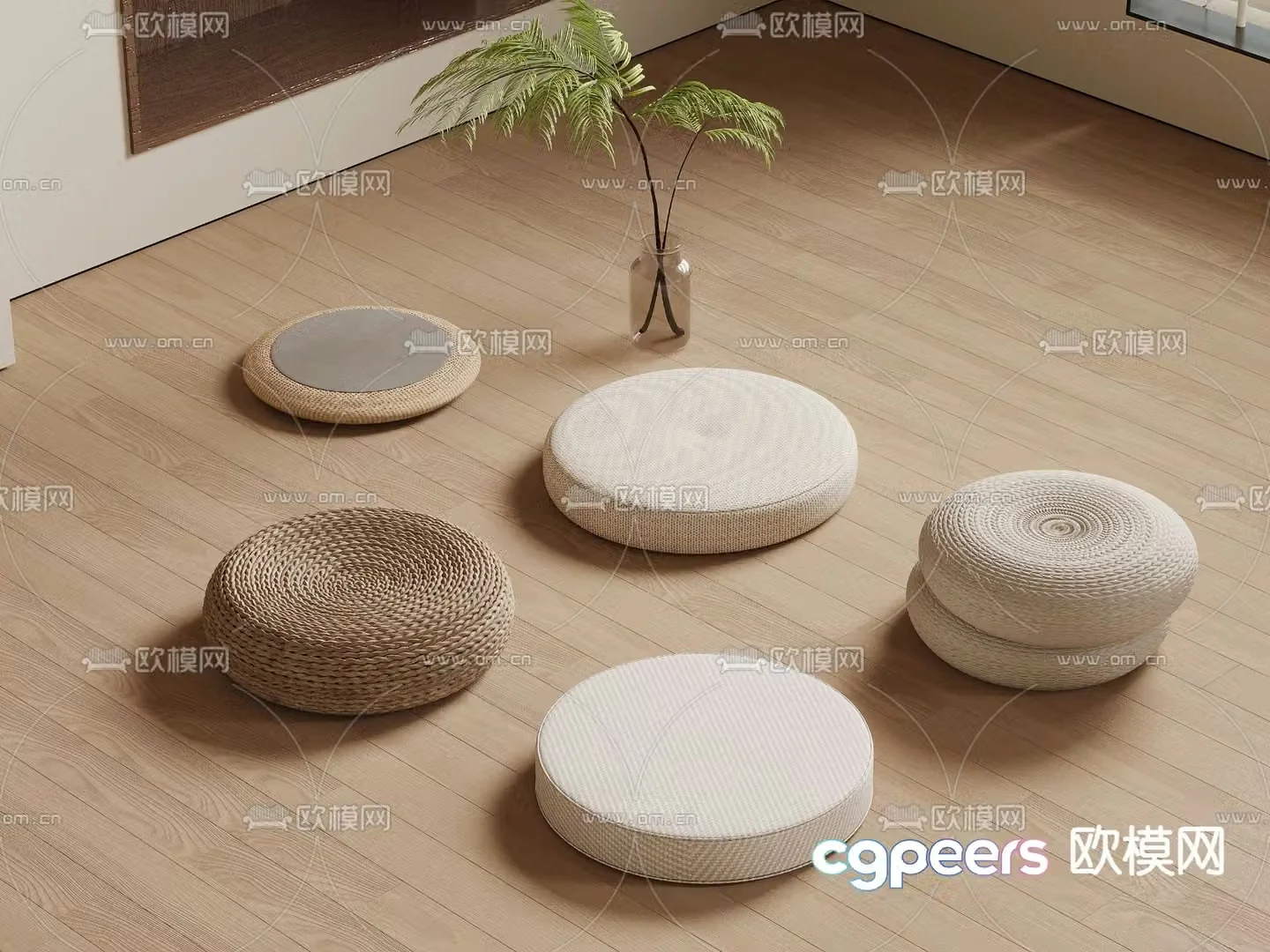 New Chinese futon cushion 3d model