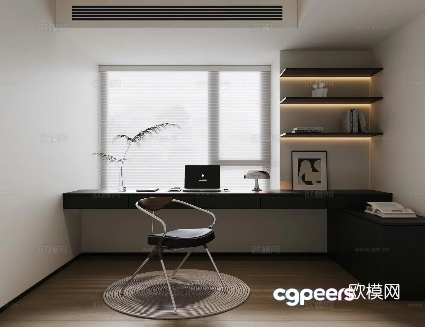 Modern study villa study bedroom study children’s study desk and chair computer ornament book 3d model