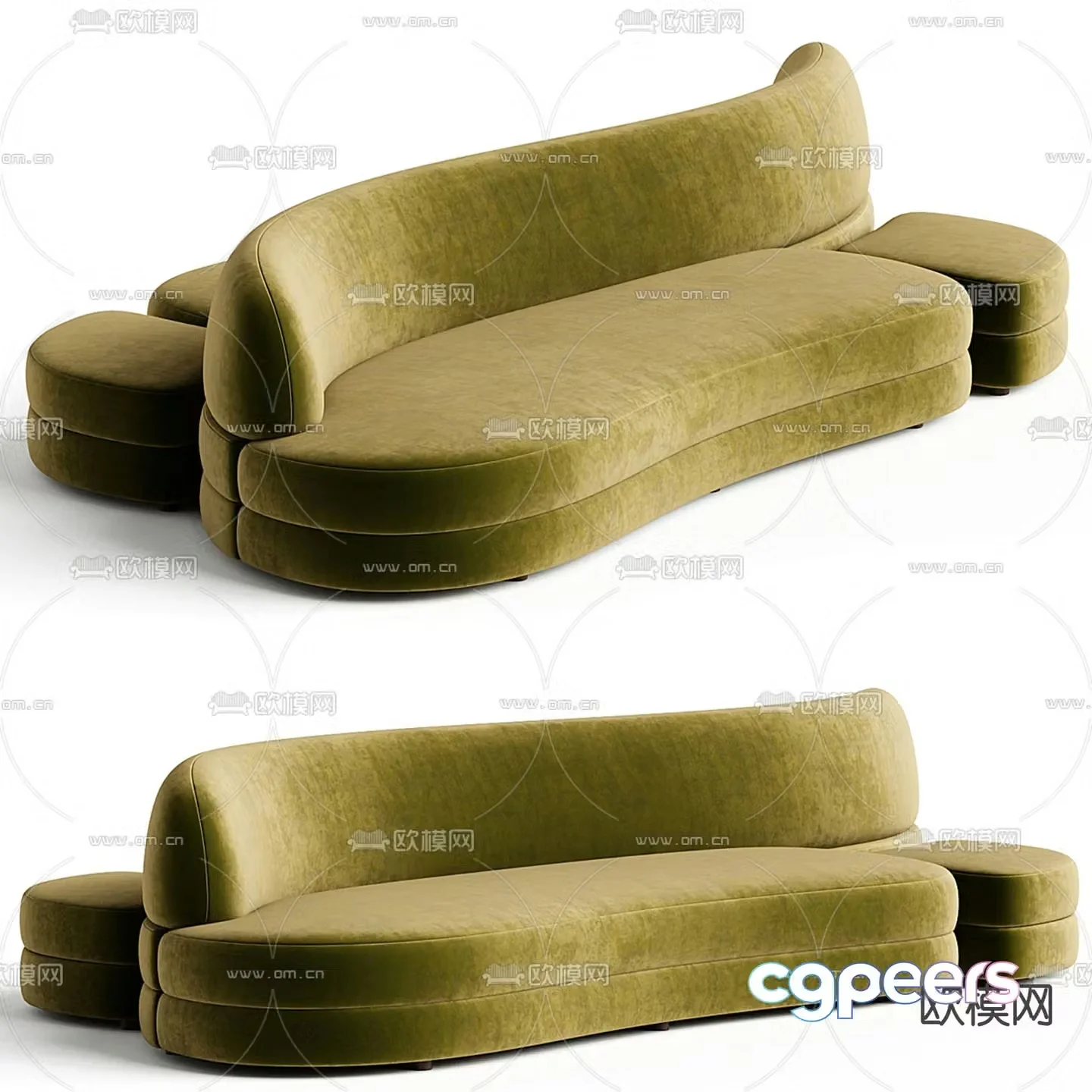 Curved sofa fabric sofa multi-person sofa 3d model