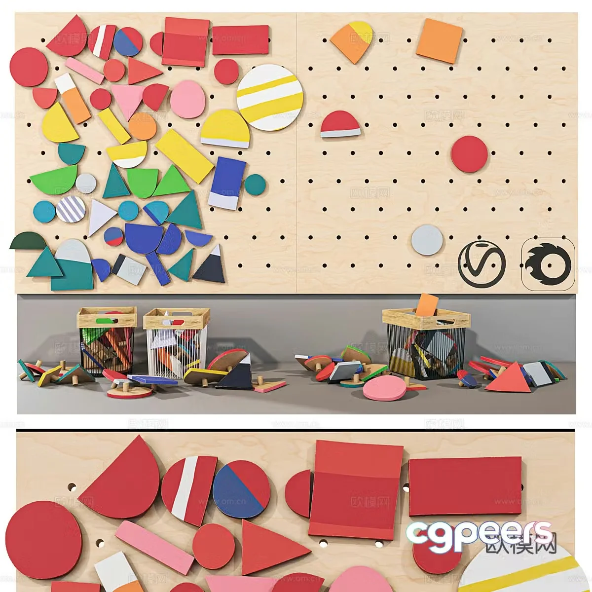 Children’s toys hole board building block wall 3d model