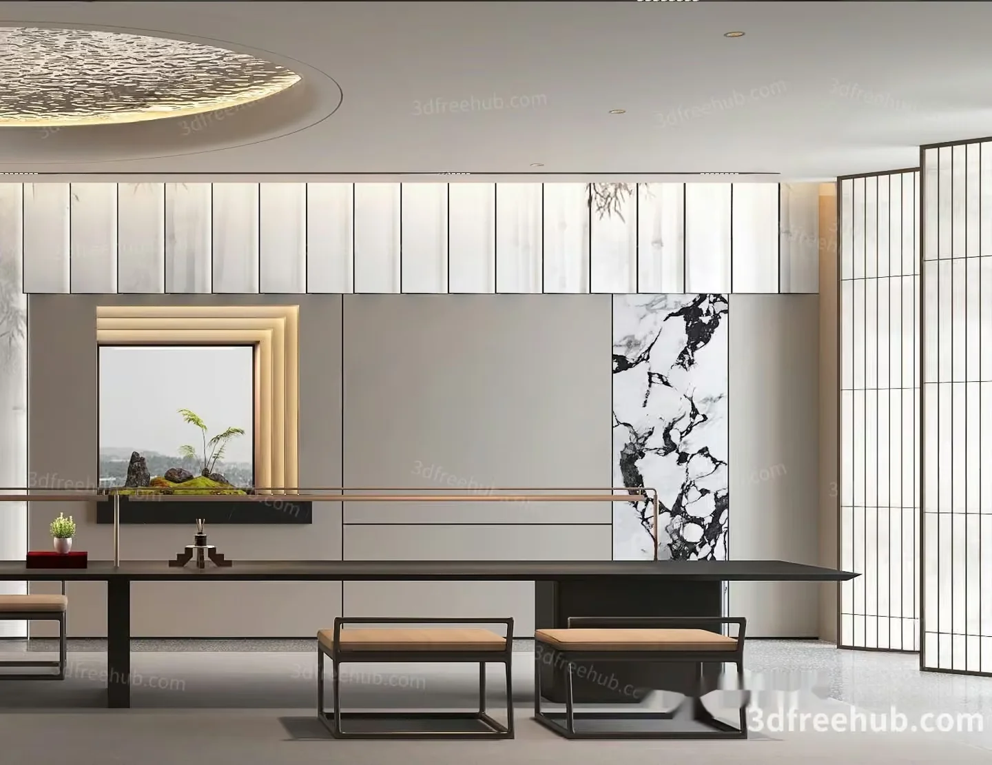 Modern Minimalist Dining Room 3D Model – 19623 – VRAY Render