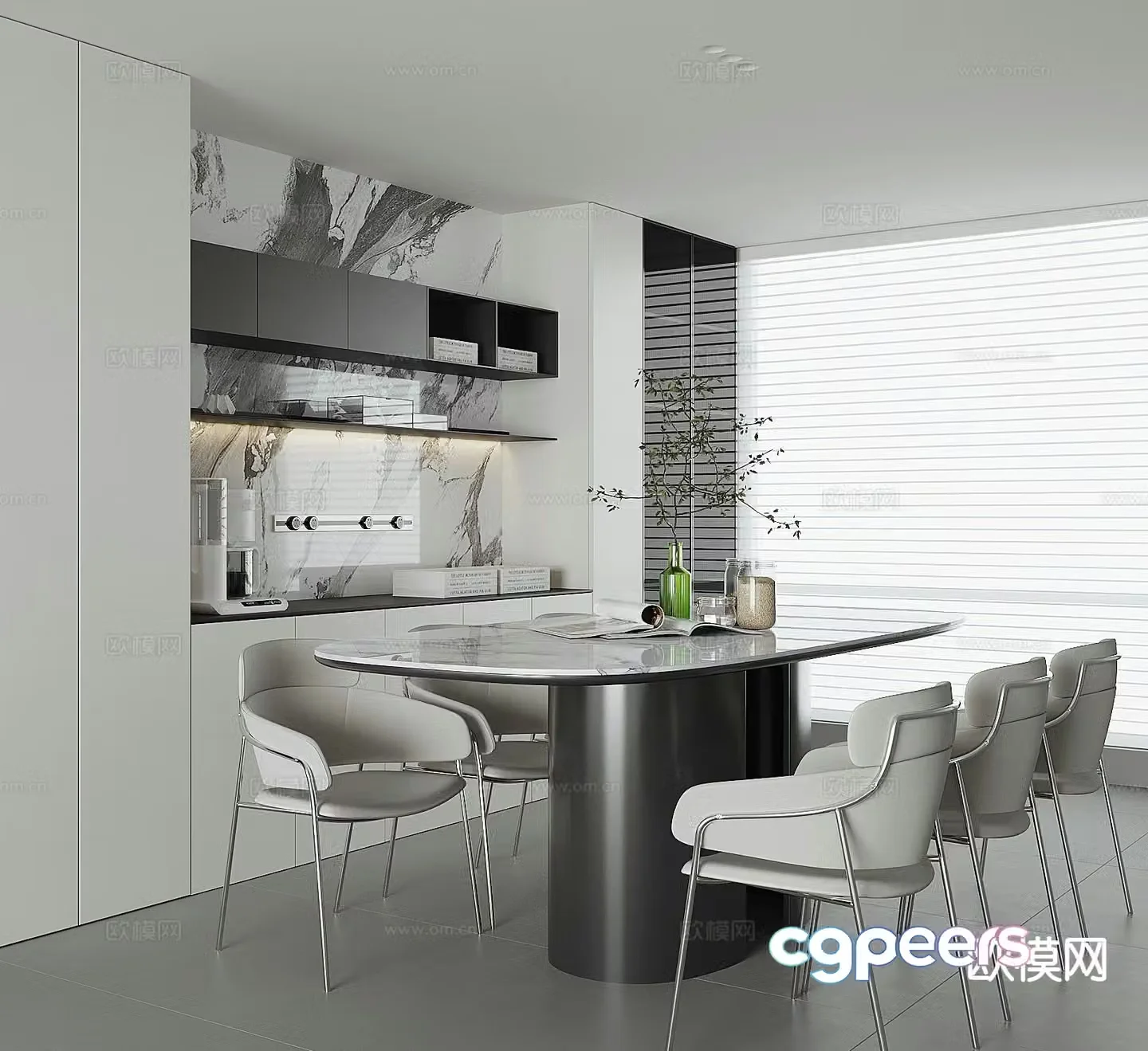 Premium gray restaurant 3d model