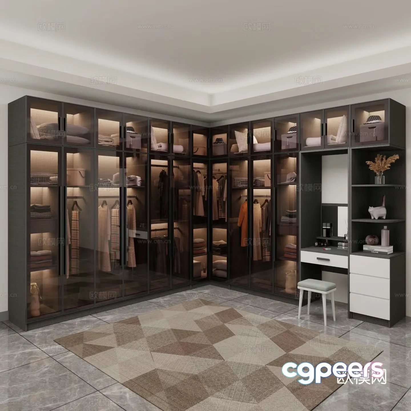 Modern wardrobe Glass wardrobe Wardrobe decoration Custom wardrobe 3d model