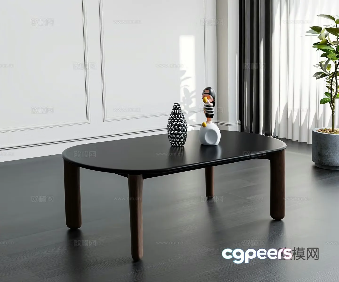 Medium cream tea table cream style 3d model