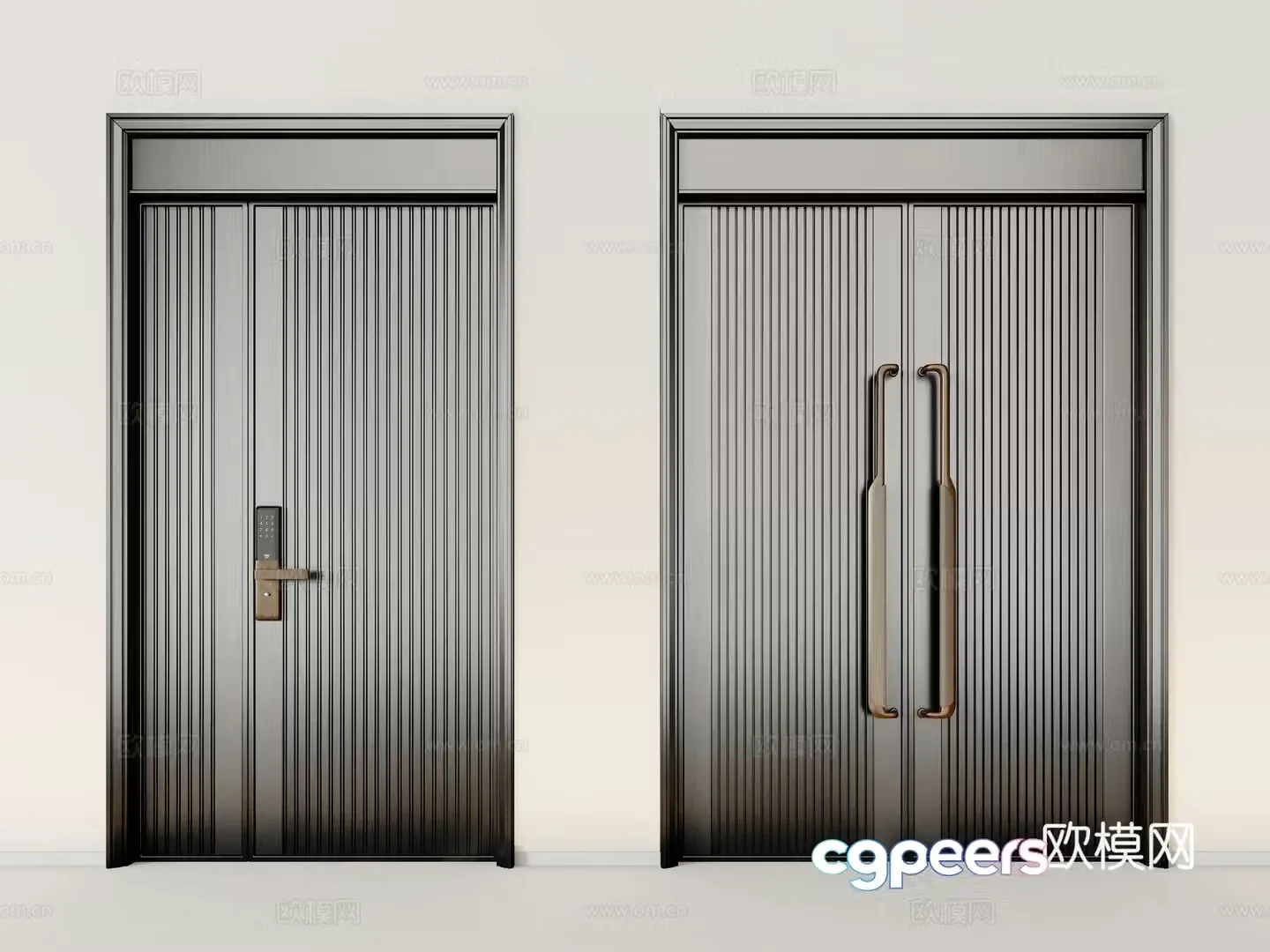 Villa door copper door European style door entrance door double door 3D model