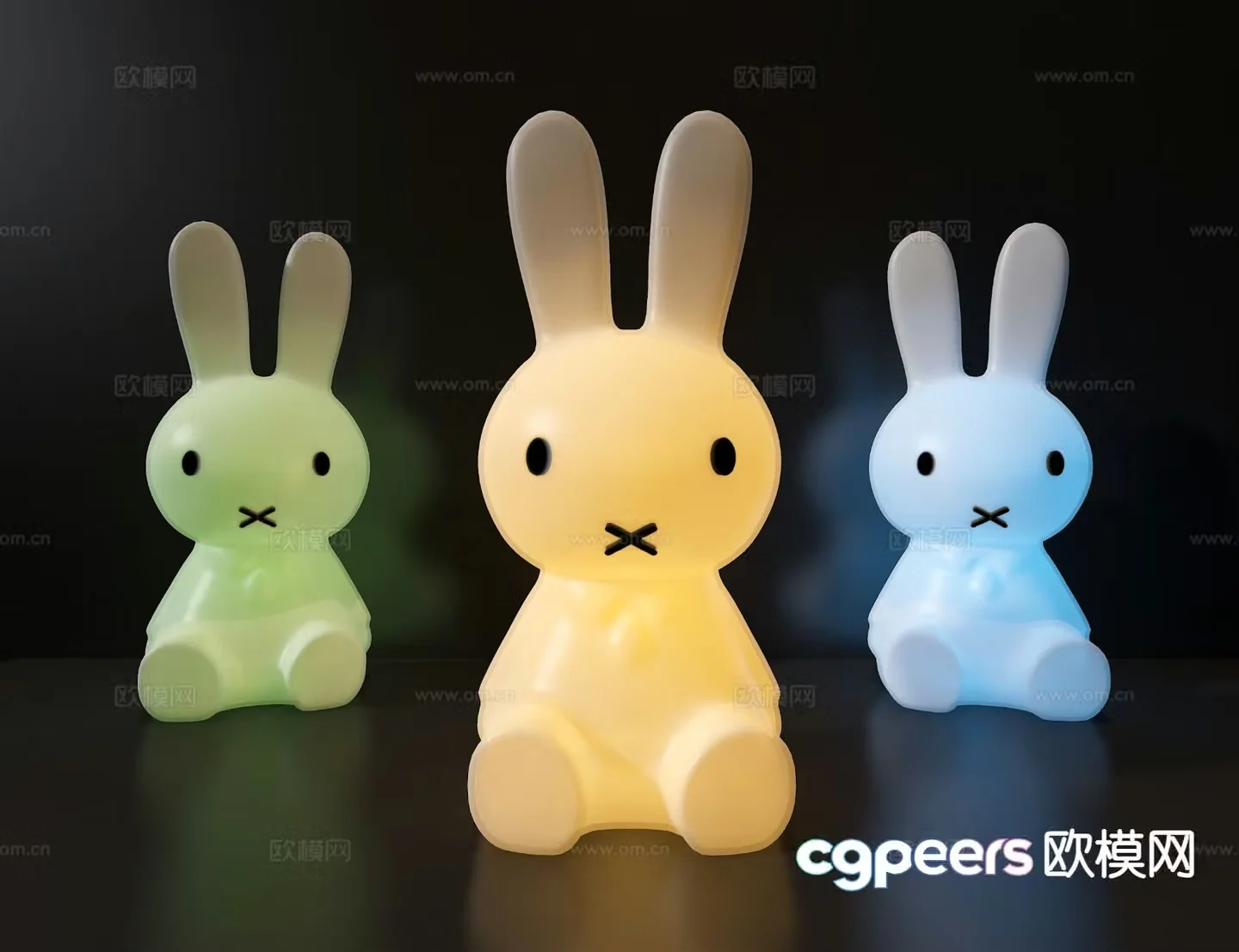 Rabbit night light decorative lamp 3d model