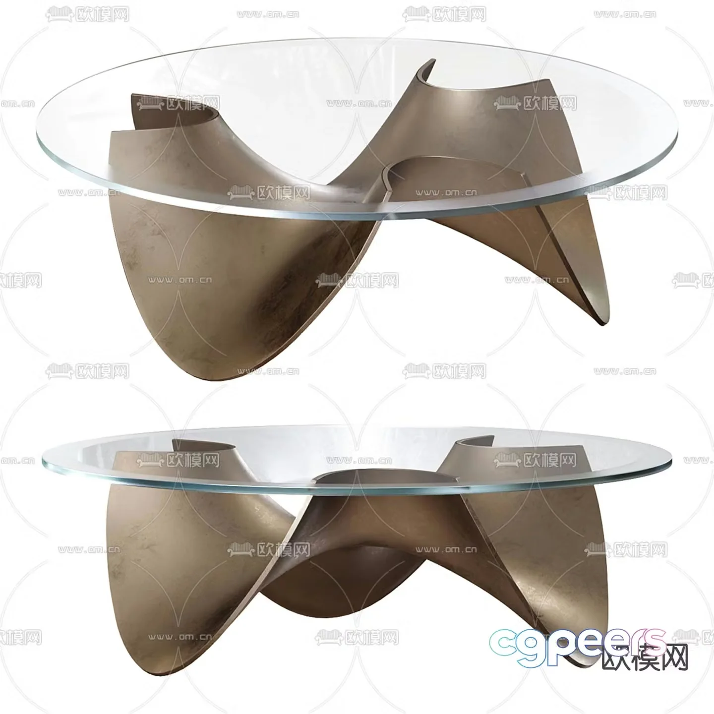 Light luxury coffee table glass coffee table 3d model